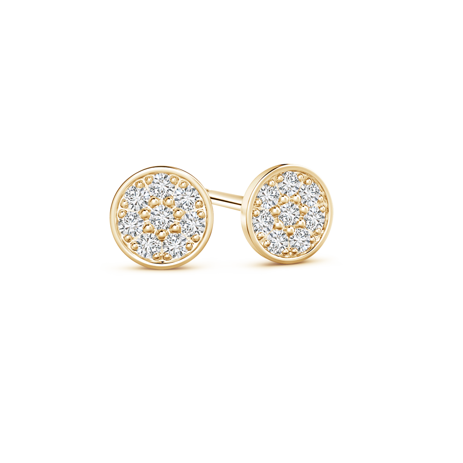 Pave Set Lab Grown Diamond Circular Stud Earrings - Main Image