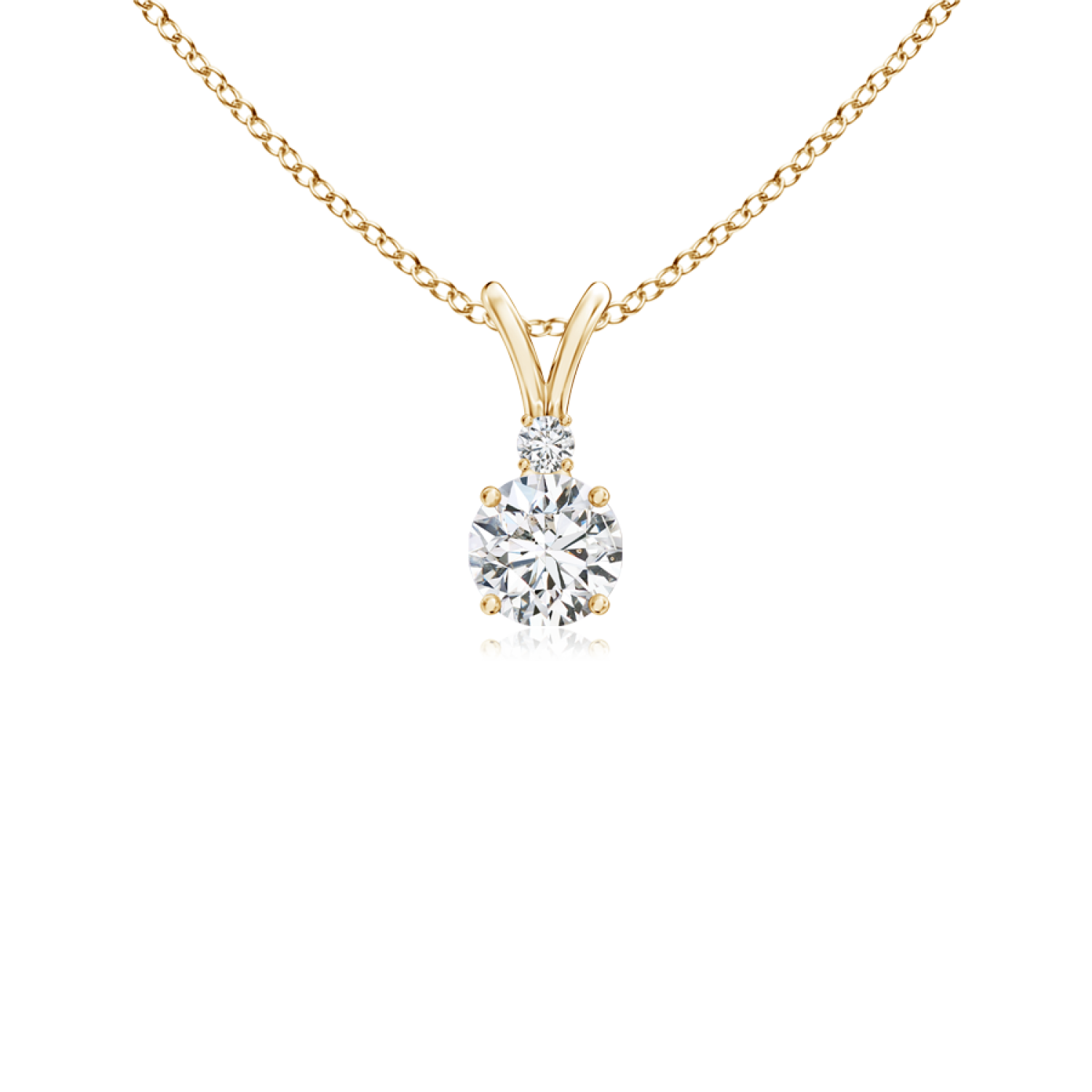 V-Bale Round Lab Grown Diamond Solitaire Pendant - Main Image