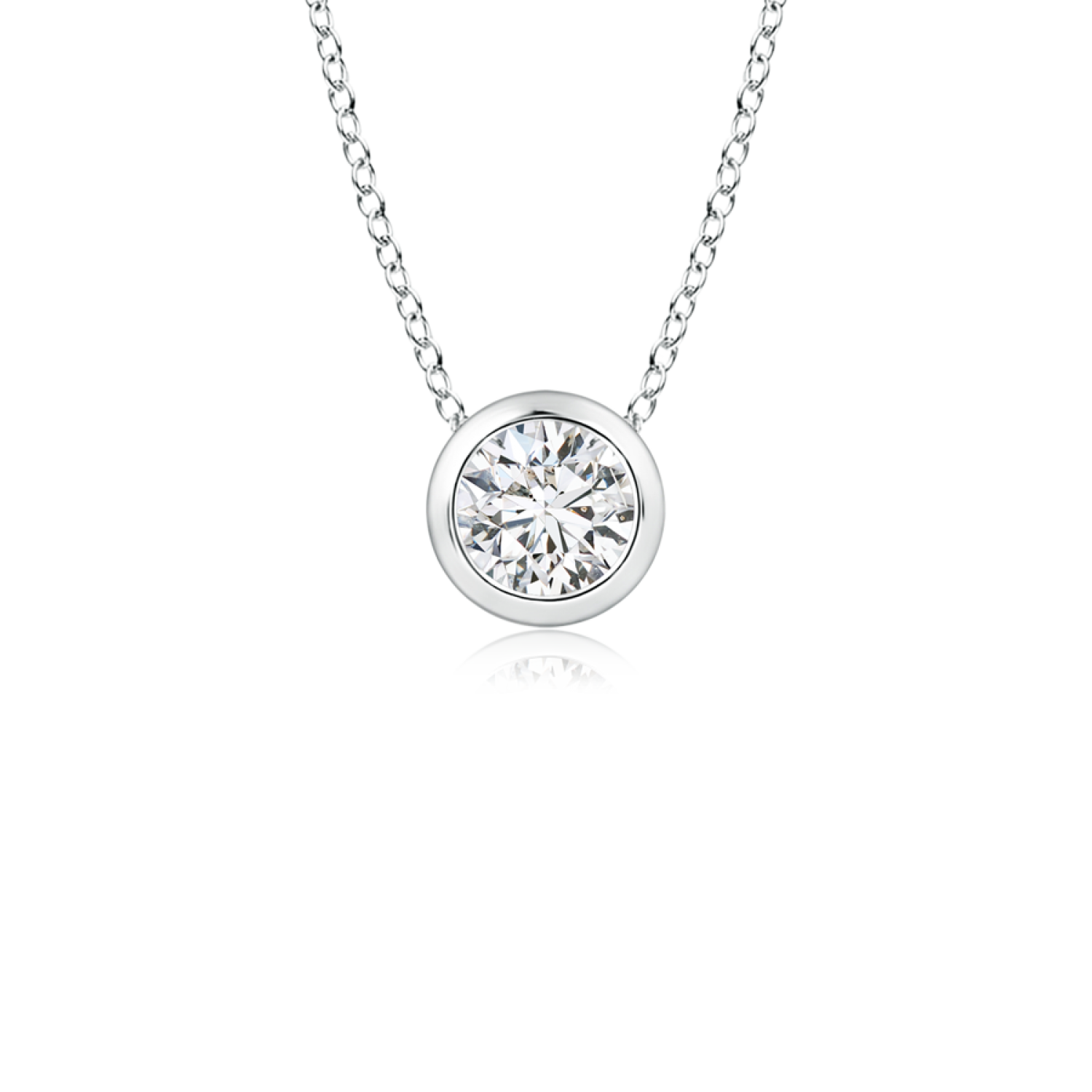 Bezel Set Round Lab Grown Diamond Solitaire Pendant - Main Image