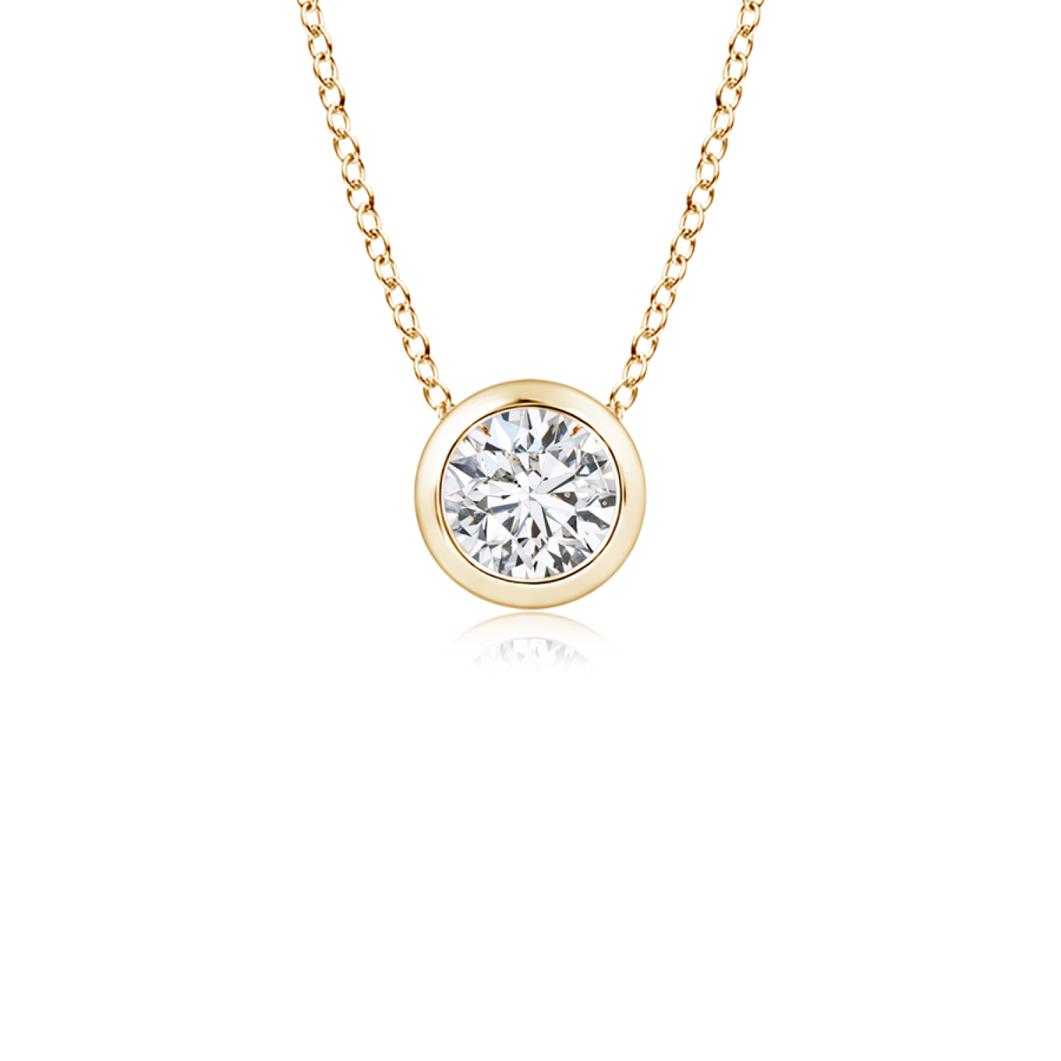 Bezel Set Round Lab Grown Diamond Solitaire Pendant - Main Image