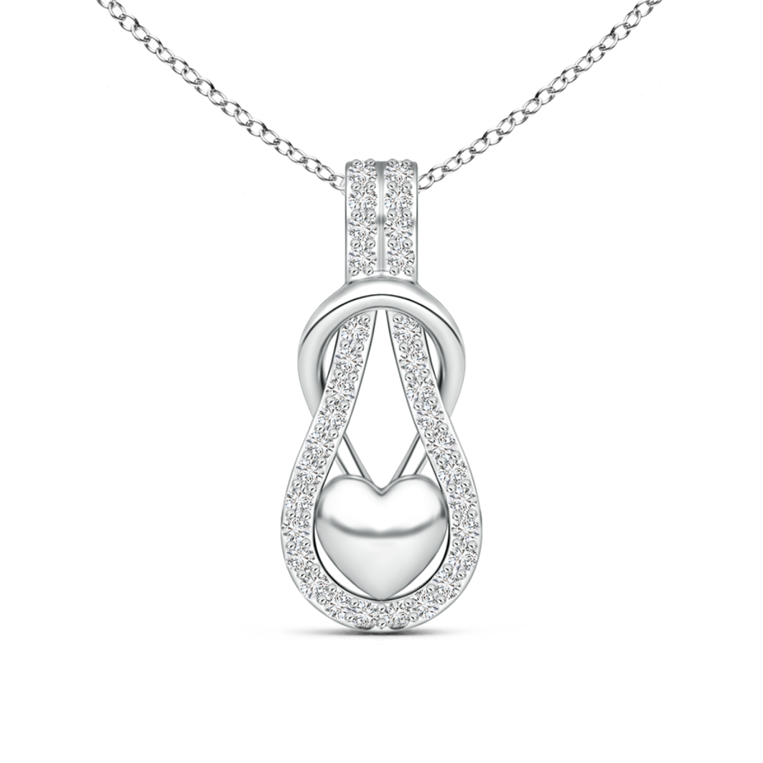 Lab Grown Diamond Studded Infinity Knot Pendant with Puffed Heart - Main Image