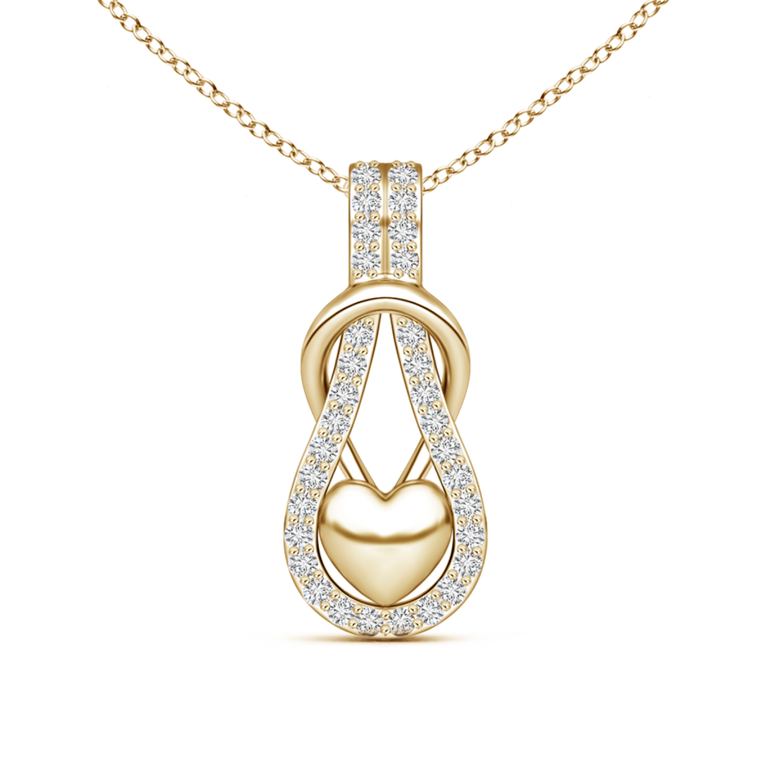 Lab Grown Diamond Studded Infinity Knot Pendant with Puffed Heart - Main Image