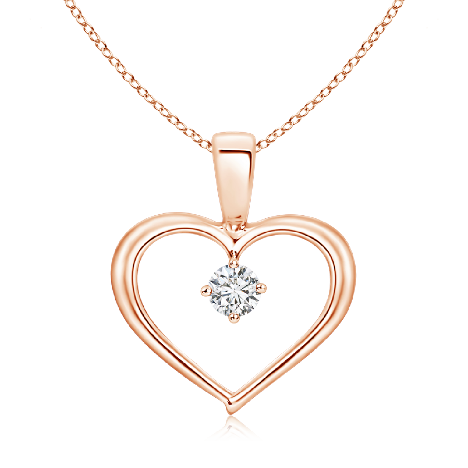 Solitaire Round Lab Grown Diamond Open Heart Pendant - Main Image