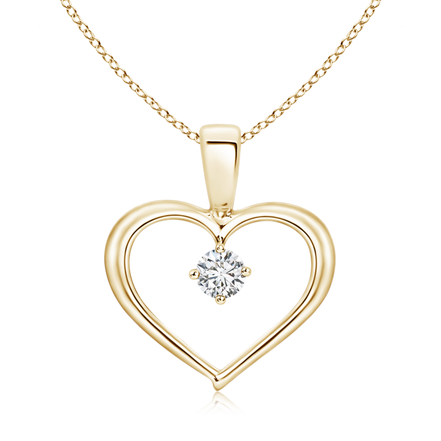 Solitaire Round Lab Grown Diamond Open Heart Pendant - Main Image
