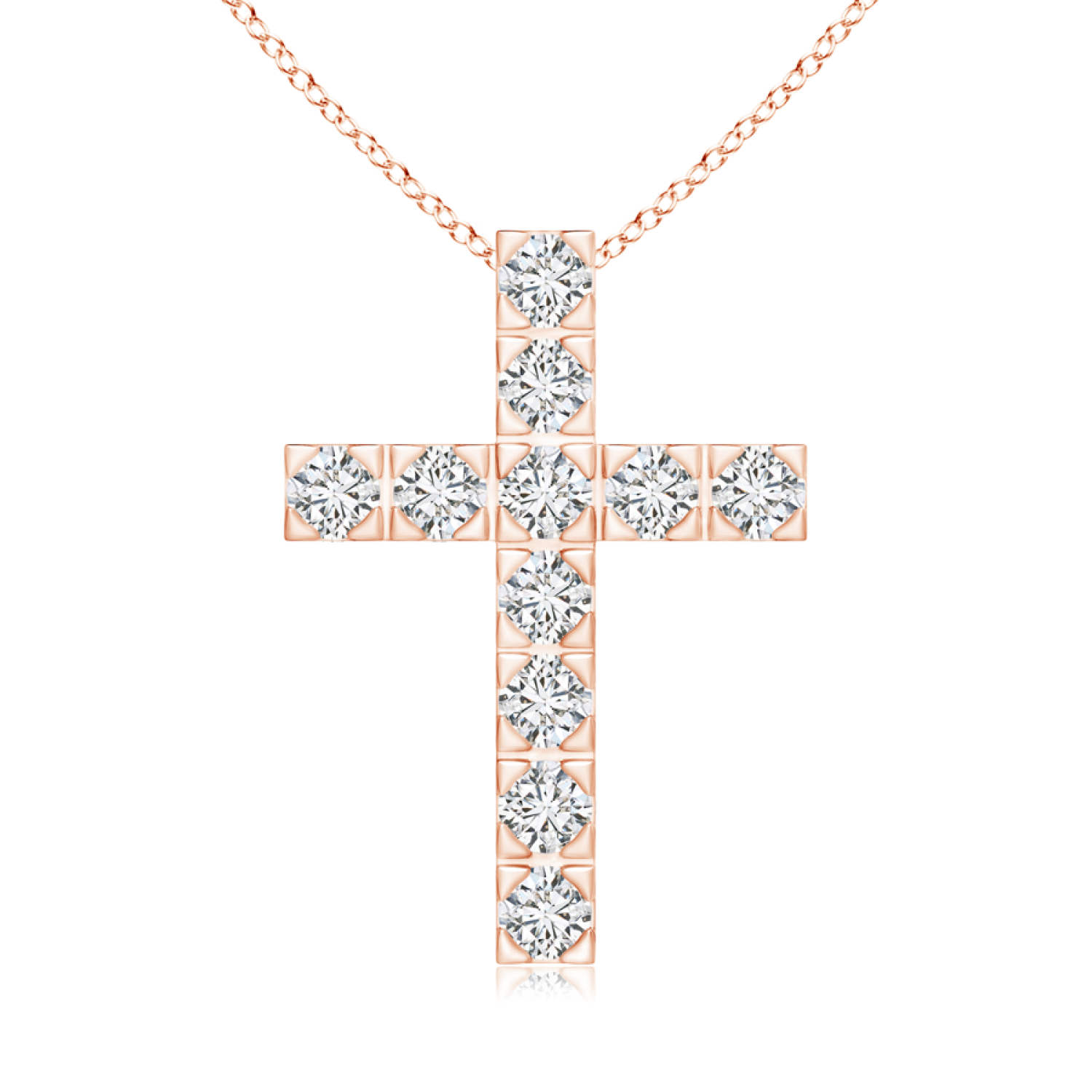 Round Lab Grown Diamond Cross Pendant - Main Image