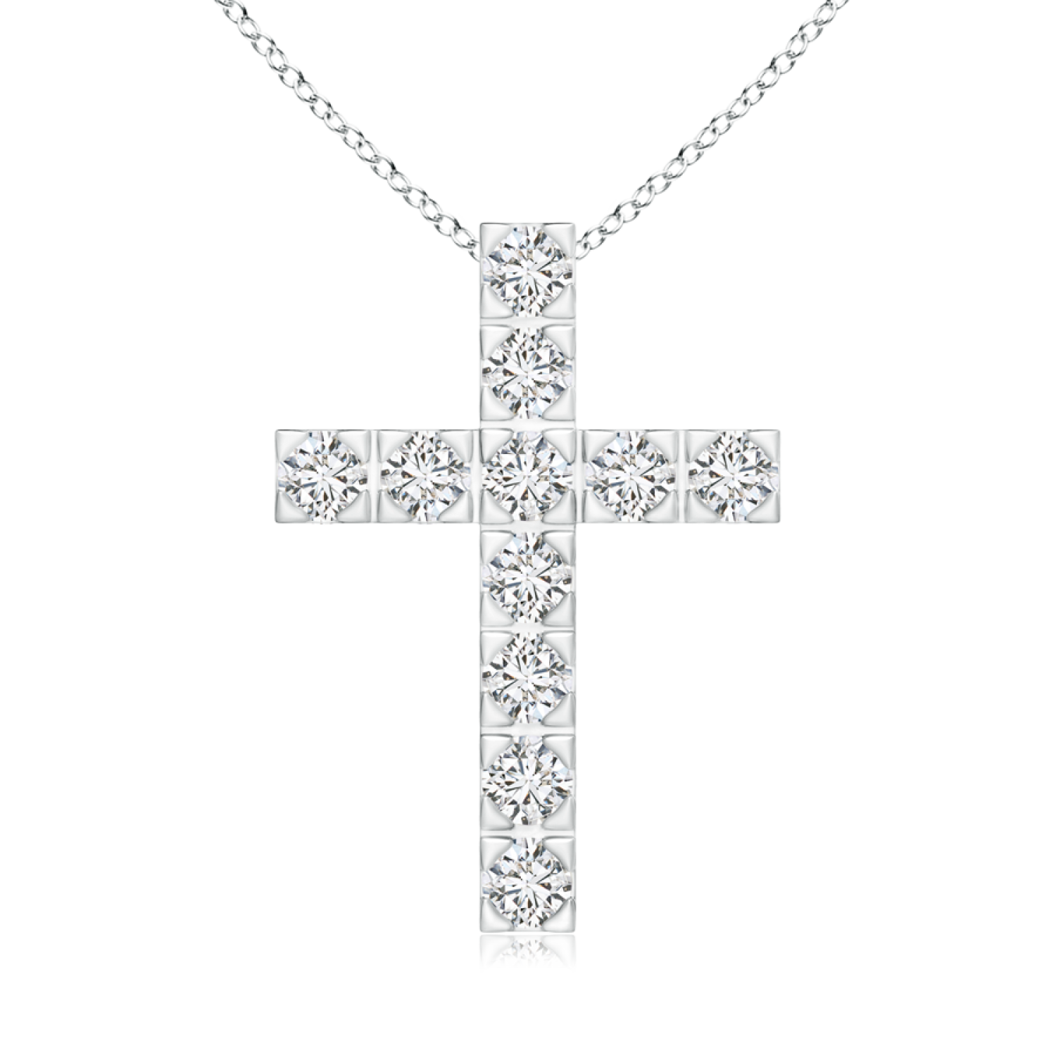 Round Lab Grown Diamond Cross Pendant - Main Image