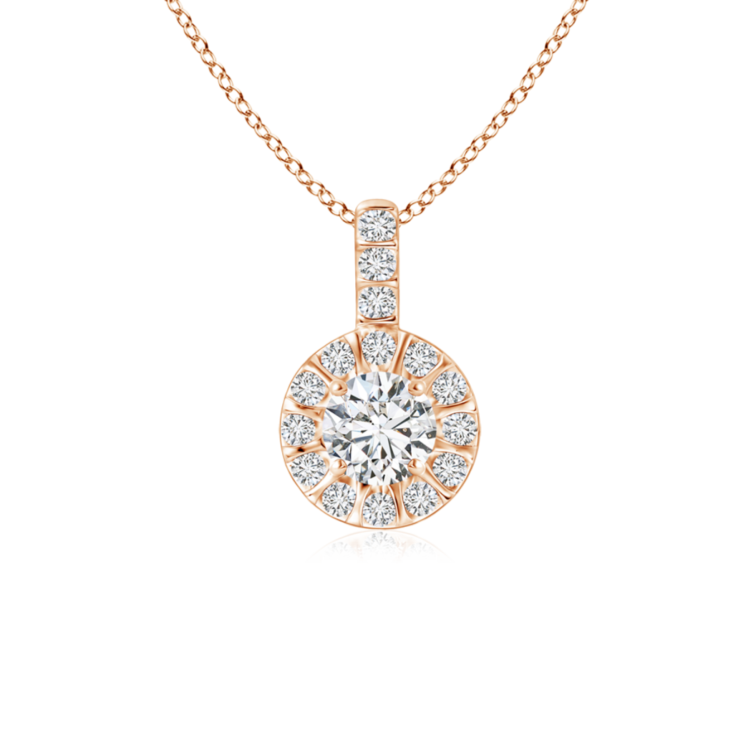 Vintage Inspired Lab Grown Diamond Halo Pendant with Diamond Bale - Main Image