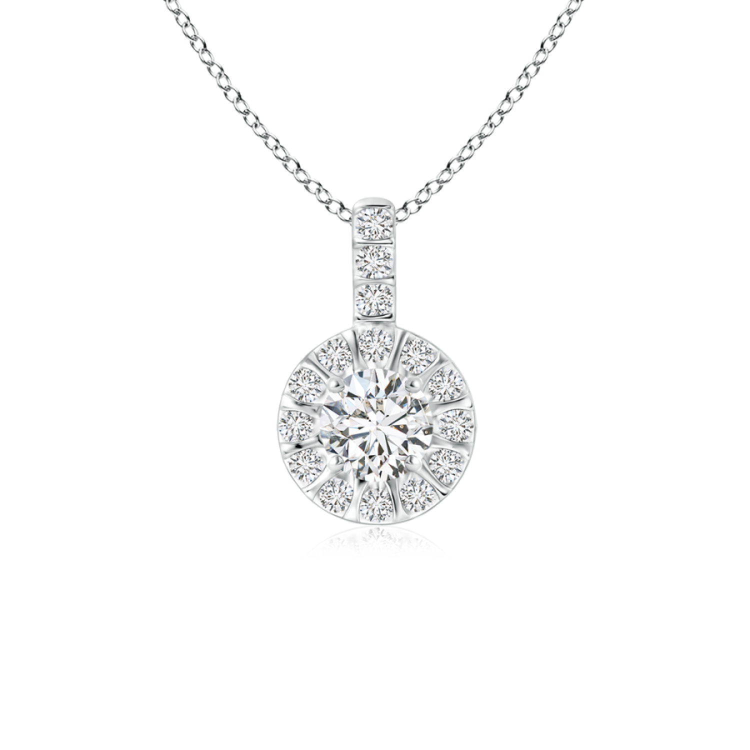 Vintage Inspired Lab Grown Diamond Halo Pendant with Diamond Bale - Main Image