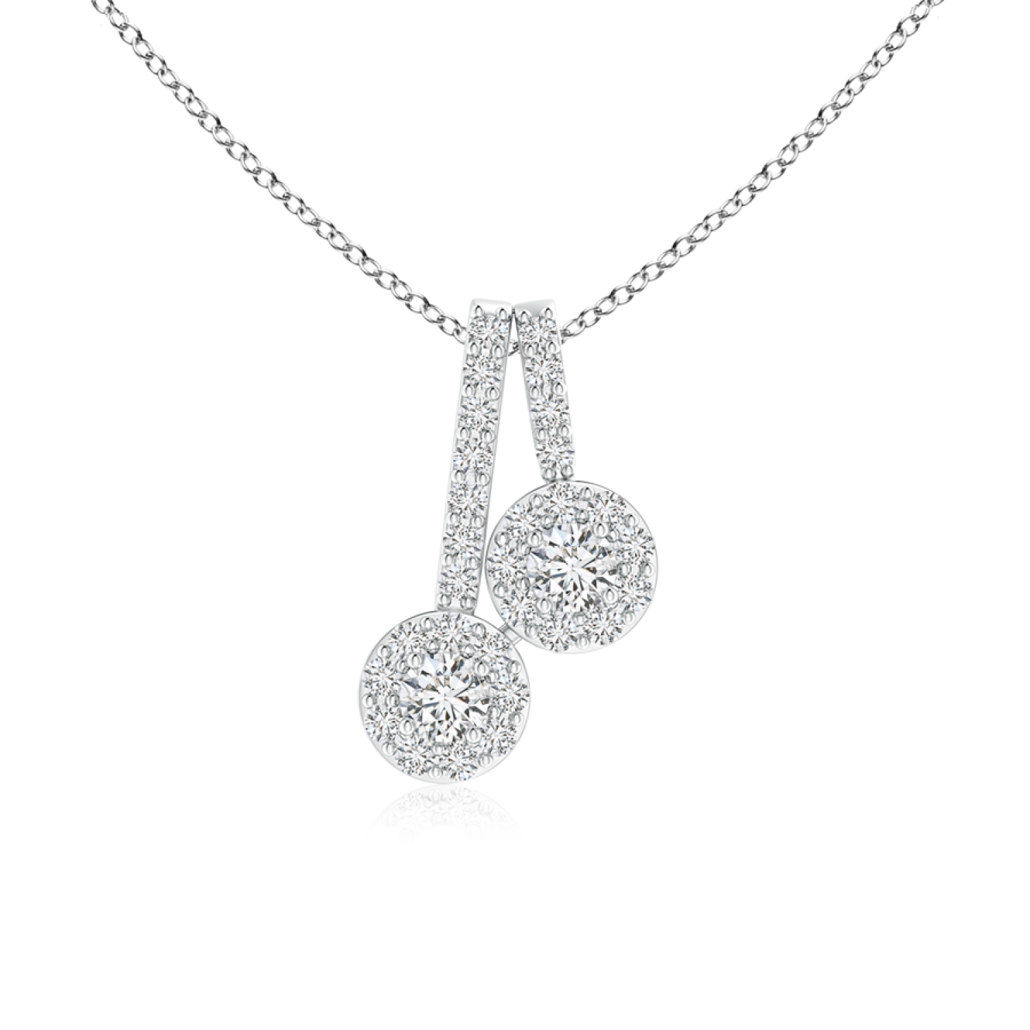 Two Stone Lab Grown Diamond Halo Pendant - Main Image