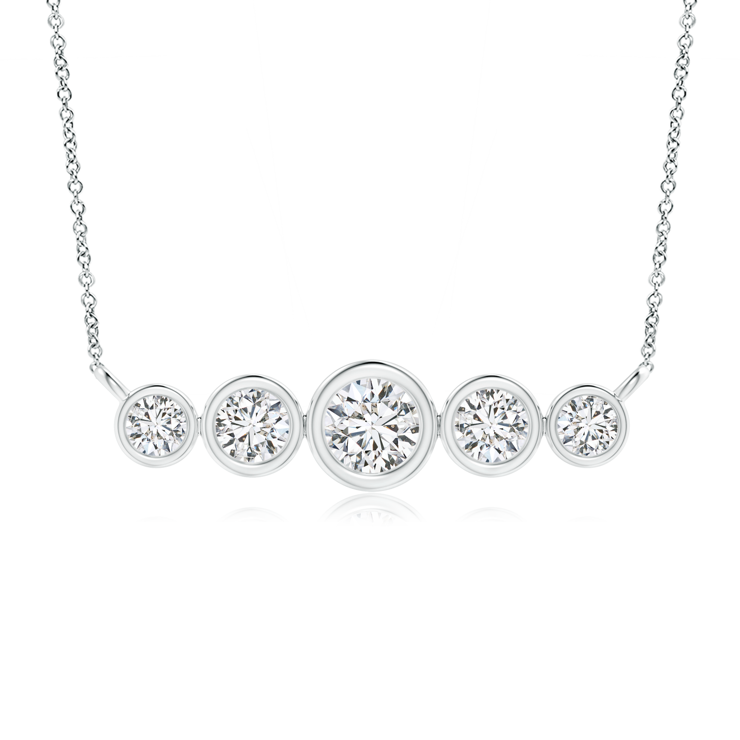 Five Stone Bezel-Set Lab Grown Diamond Trapeze Necklace - Main Image