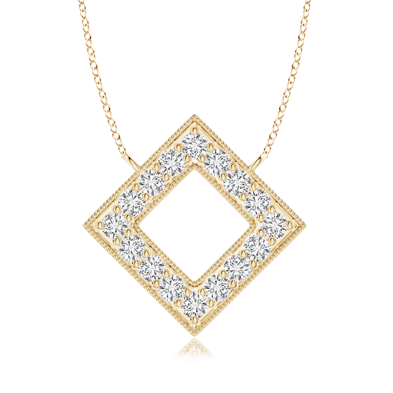 Lab Grown Diamond Geometric Square Necklace - Main Image