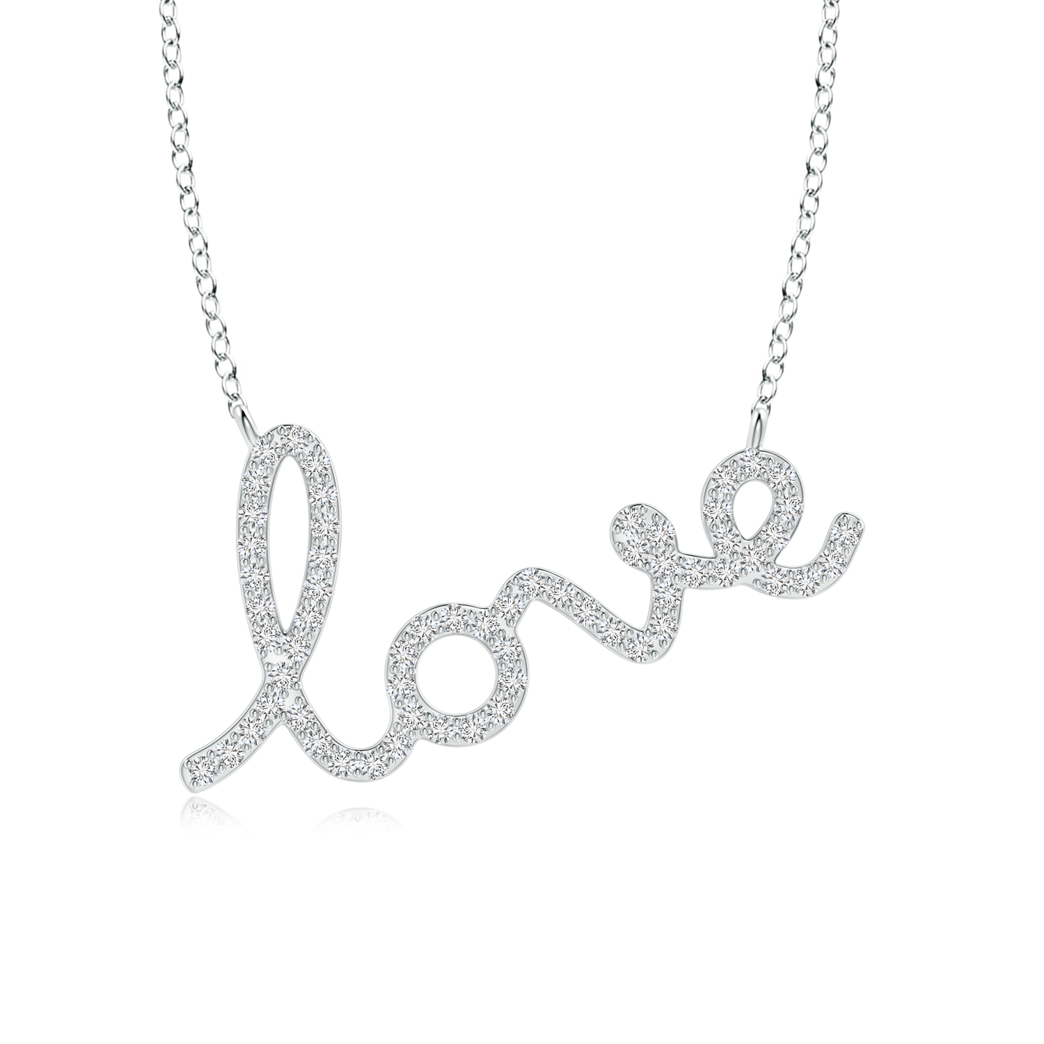Lab Grown Diamond Cursive LOVE Necklace - Main Image