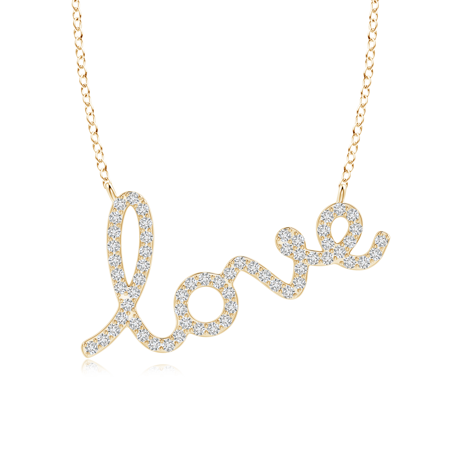 Lab Grown Diamond Cursive LOVE Necklace - Main Image