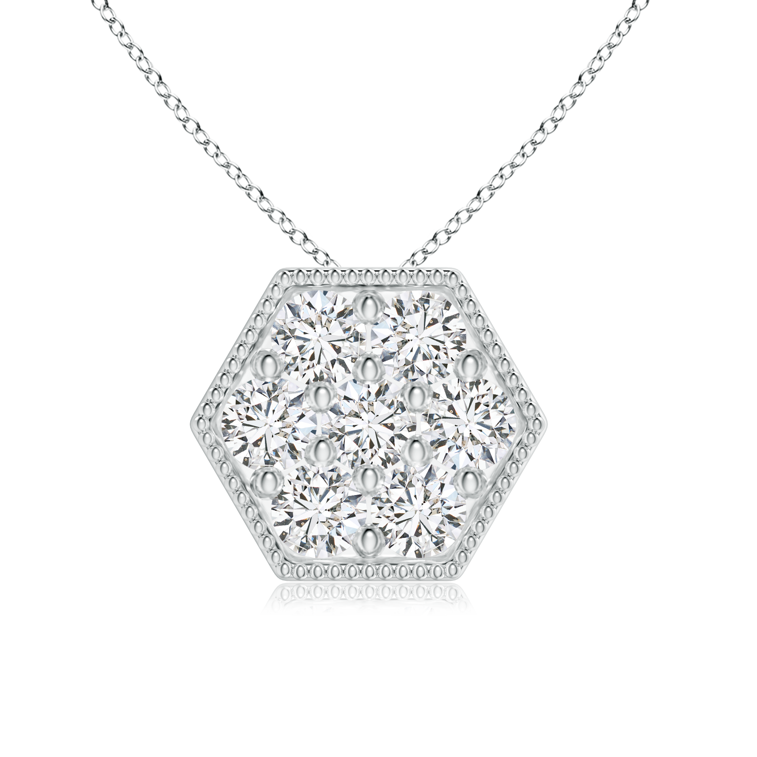 Lab Grown Diamond Hexagon Necklace Pendant - Main Image