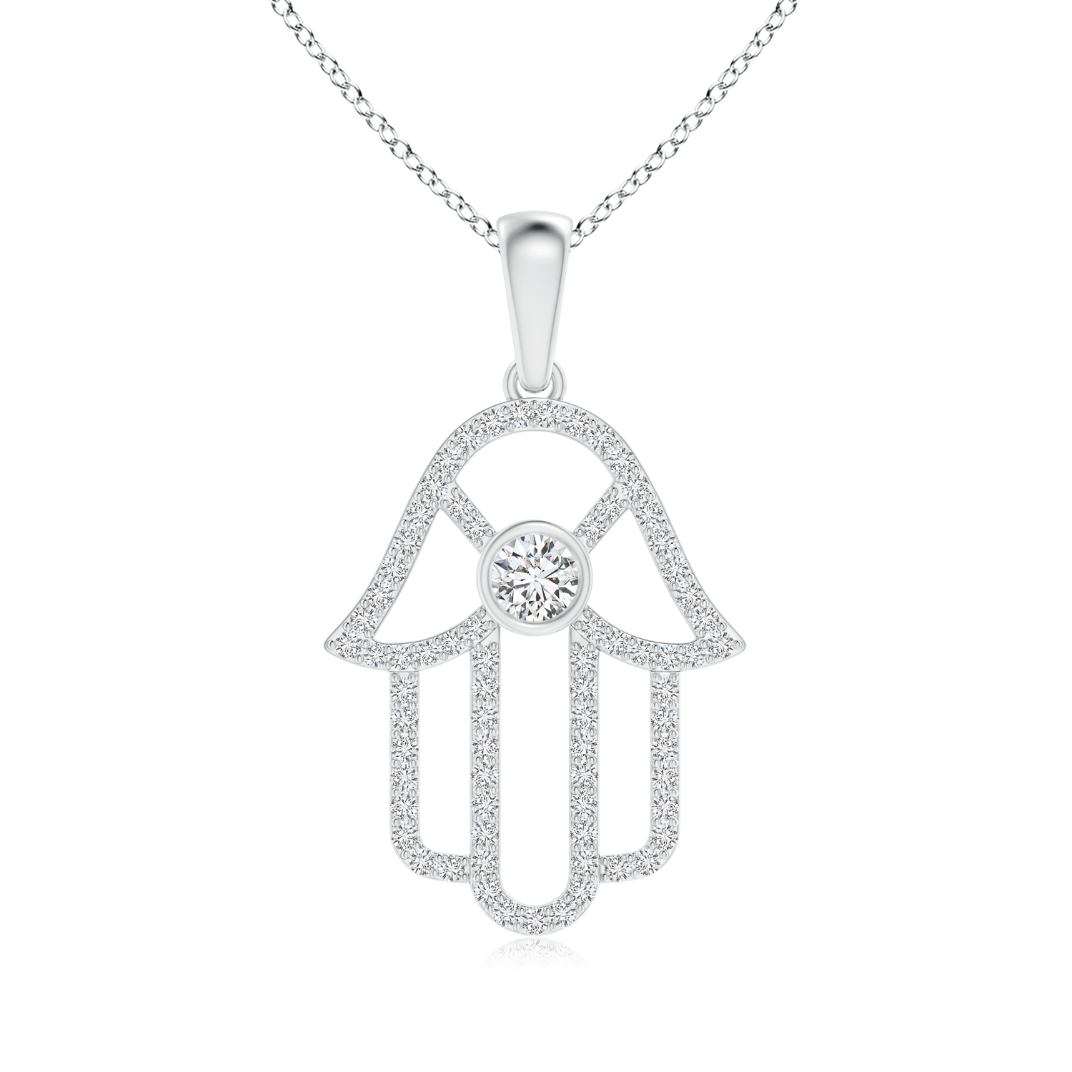  Lab Grown Diamond Hamsa Hand Necklace - Main Image