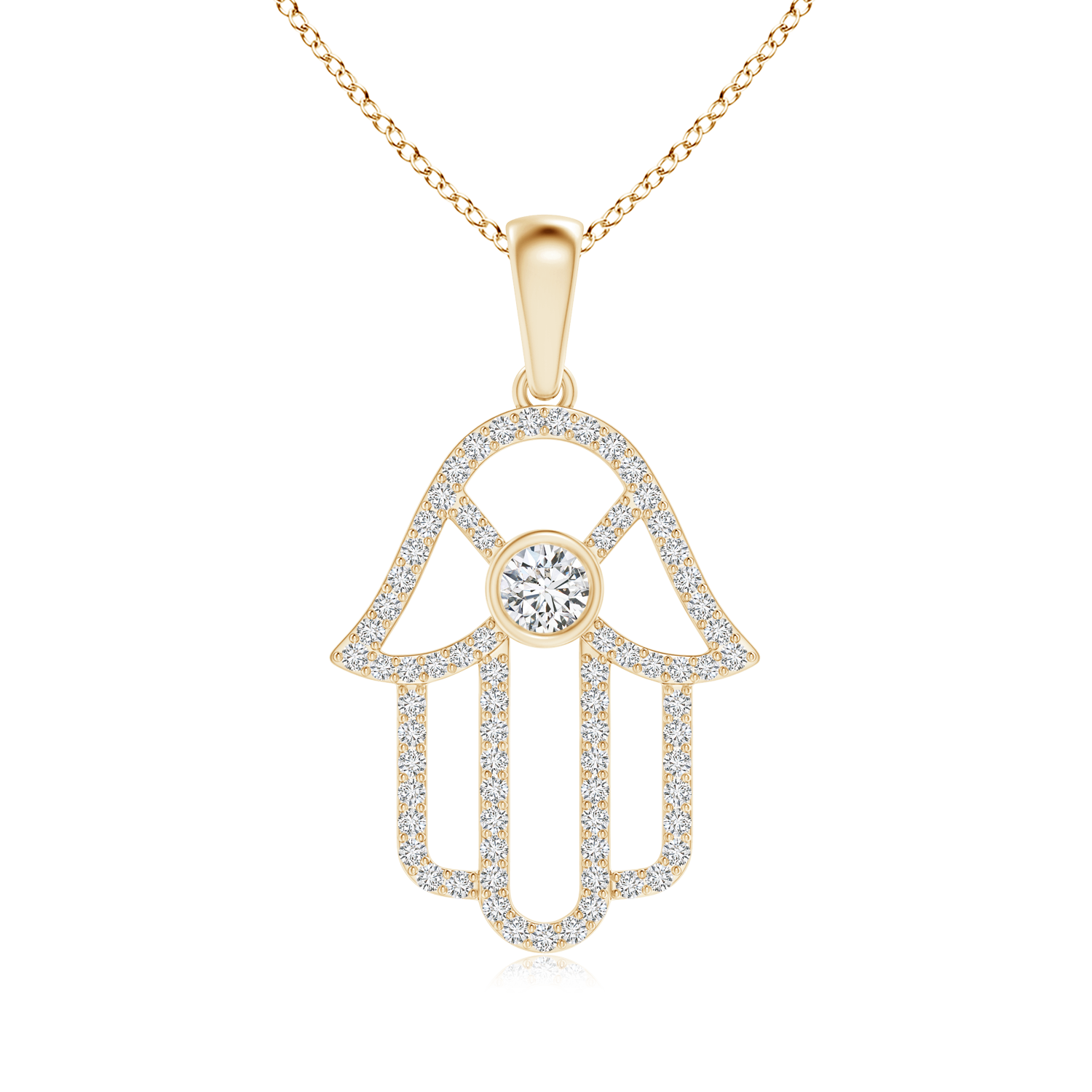  Lab Grown Diamond Hamsa Hand Necklace - Main Image
