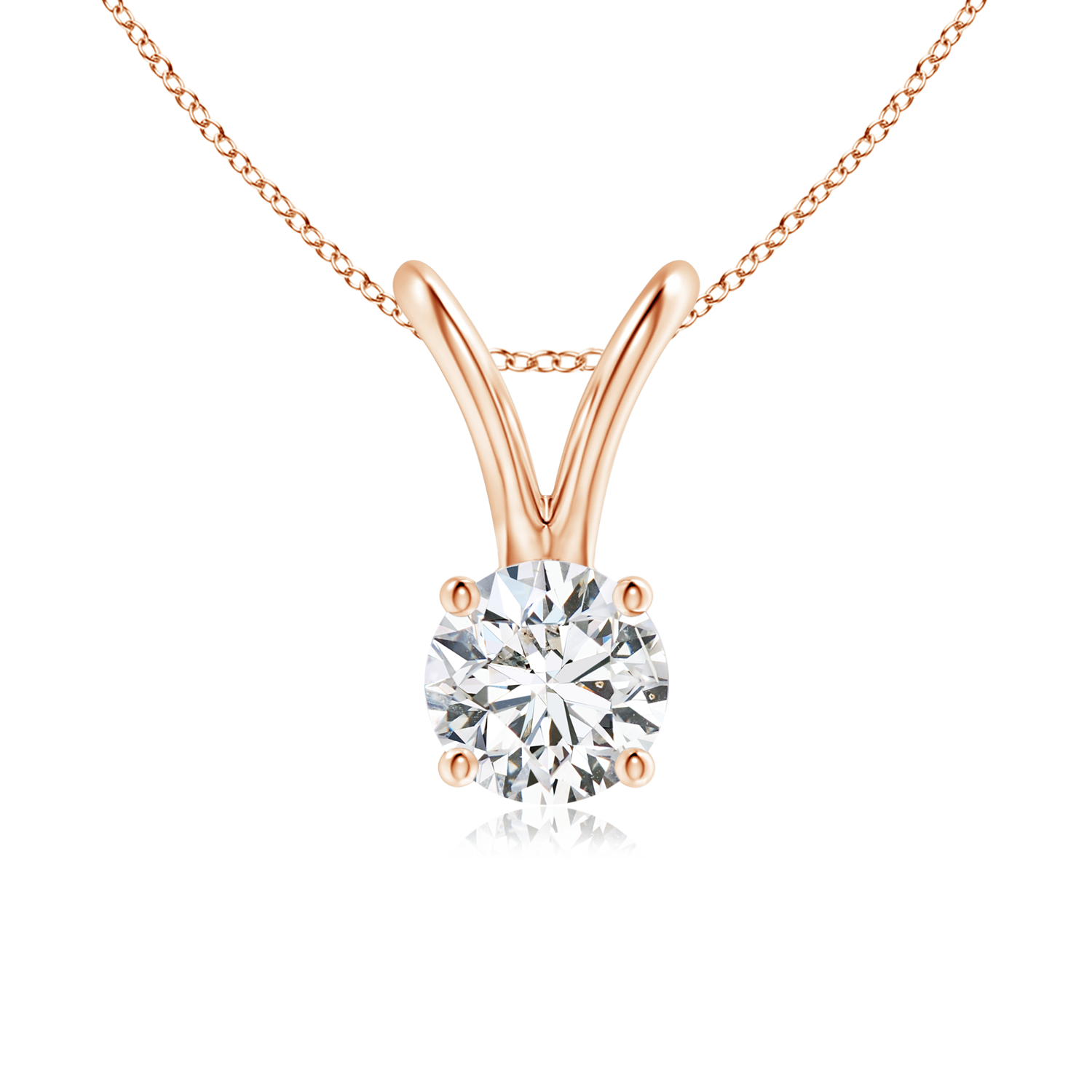 Round Lab Grown Diamond Solitaire Pendant with V-bale - Main Image