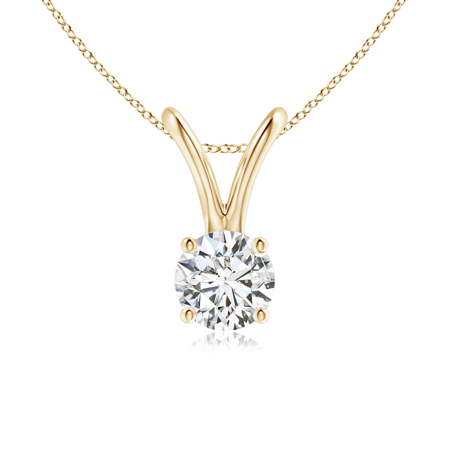 Round Lab Grown Diamond Solitaire Pendant with V-bale - Main Image