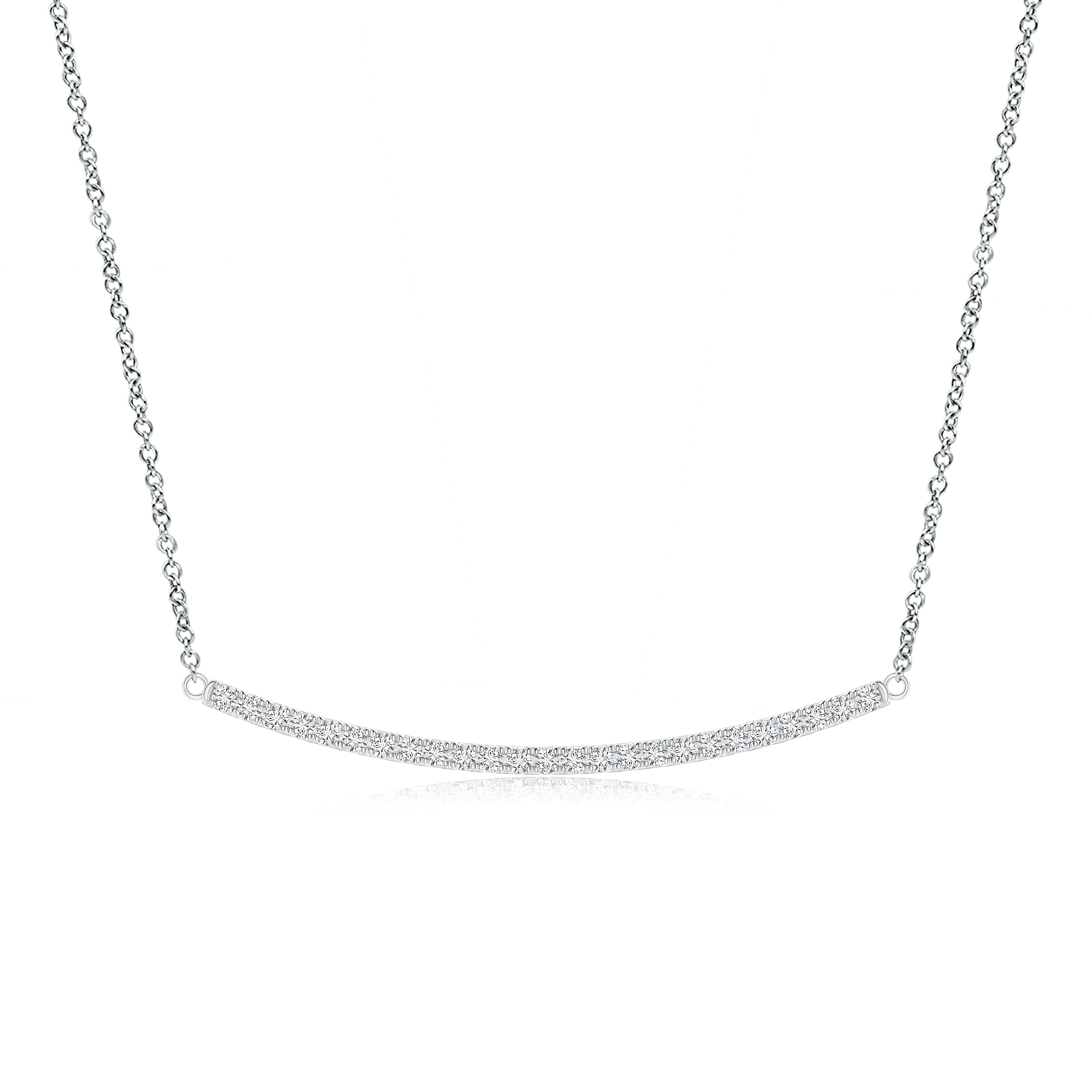 Lab Grown Diamond Horizontal Curved Bar Necklace - Main Image