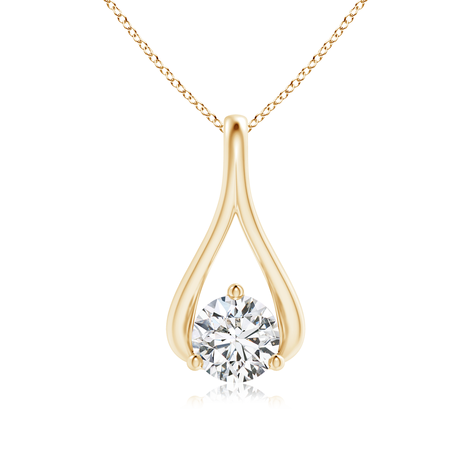Solitaire Lab Grown Diamond Wishbone Drop Pendant - Main Image