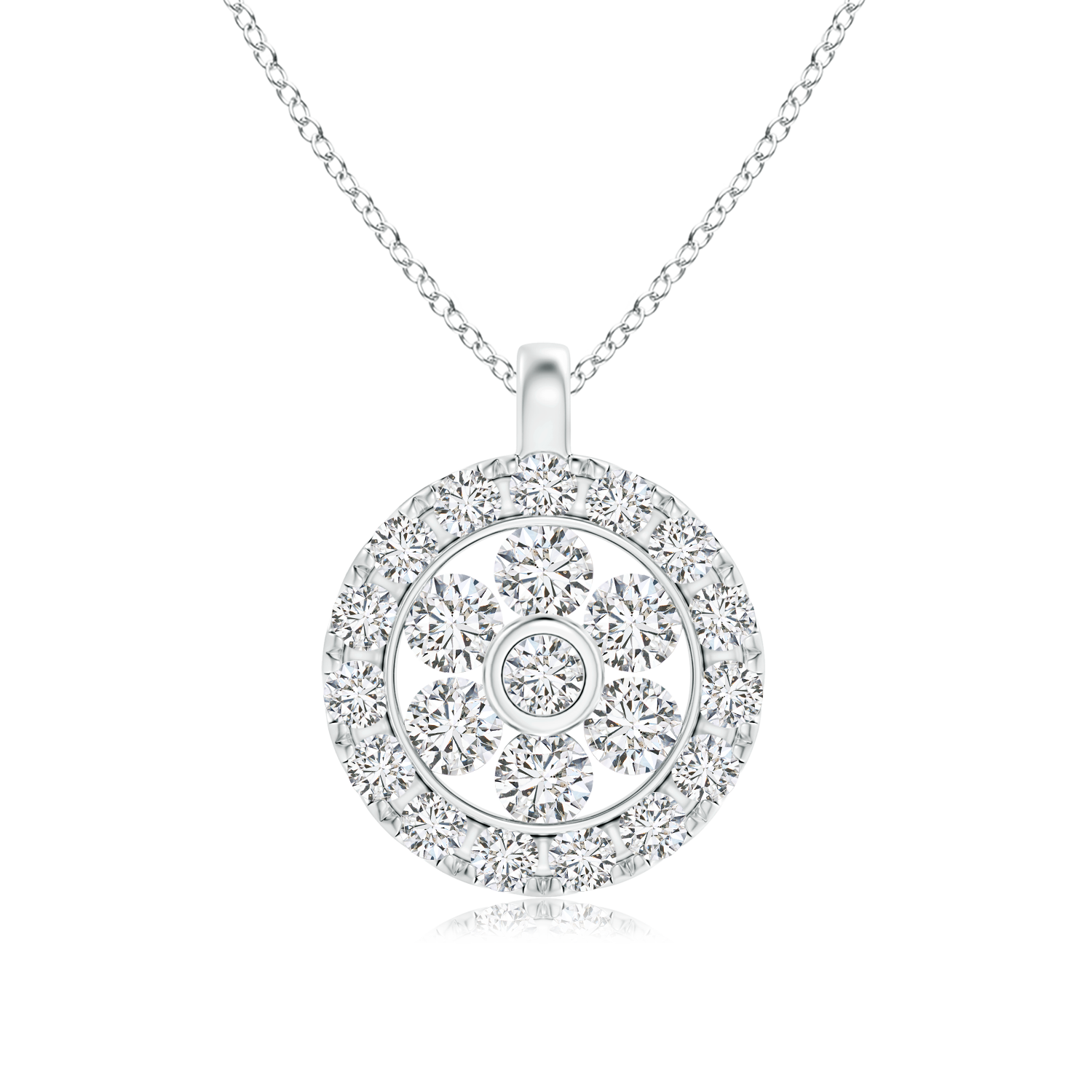 Lab Grown Diamond Flower Cluster Pendant with Halo - Main Image