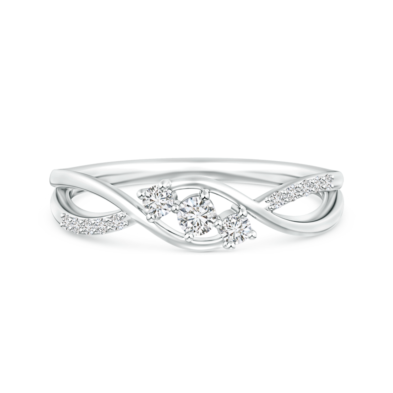 Infinity Twist Lab Grown Diamond Three Stone Bypass Ring - Main Image