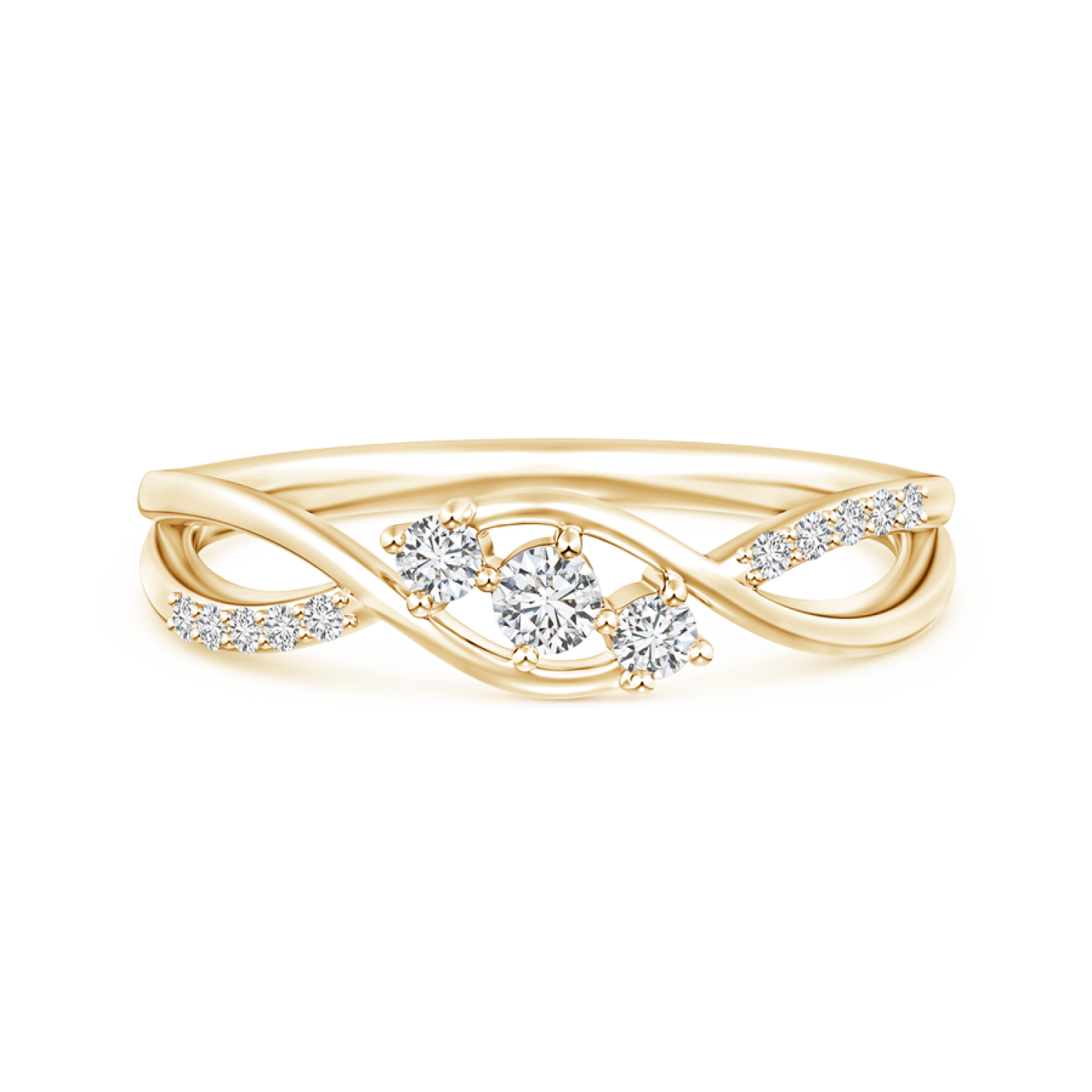 Infinity Twist Lab Grown Diamond Three Stone Bypass Ring - Main Image