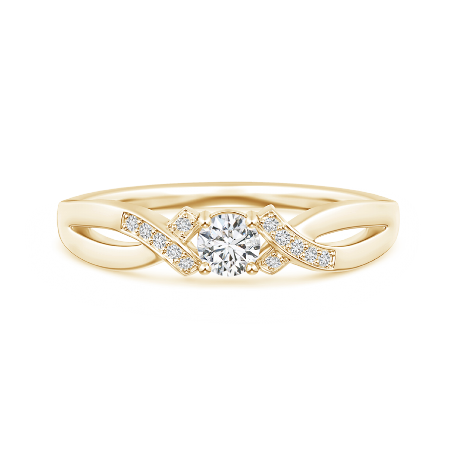Solitaire Lab Grown Diamond Criss-Cross Ring - Main Image