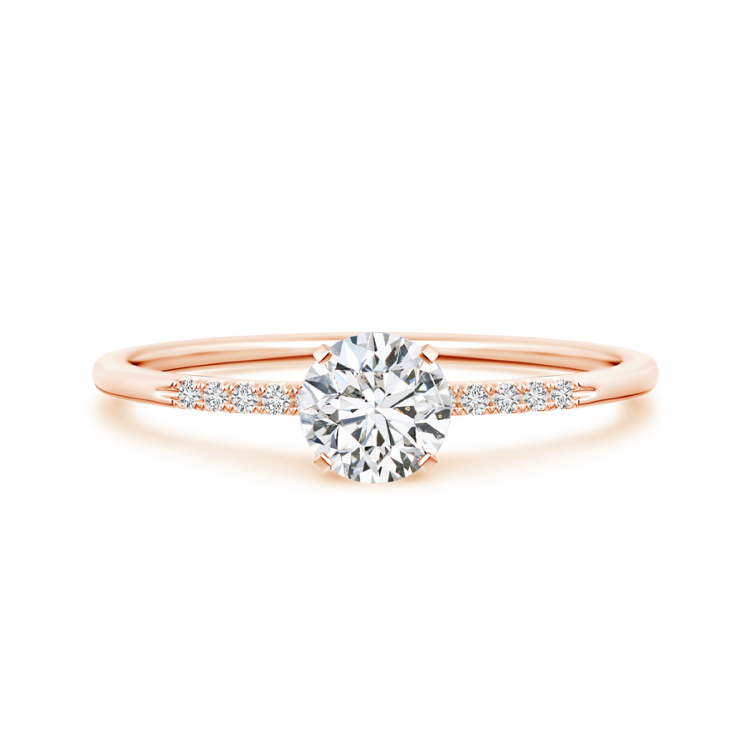 Classic Solitaire Round Lab Grown Diamond Ring with Accents - Main Image