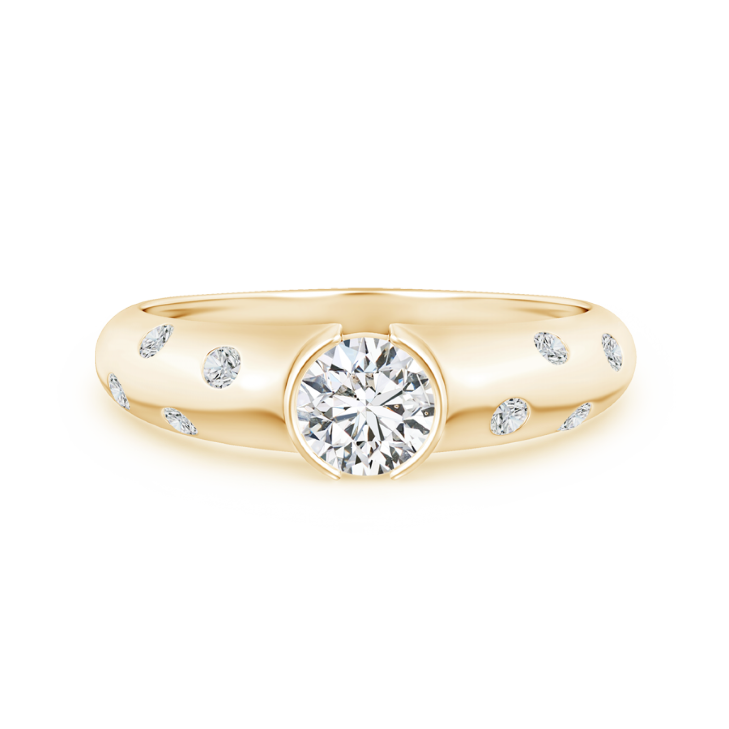 Semi Bezel Dome Lab Grown Diamond Ring with Accents - Main Image