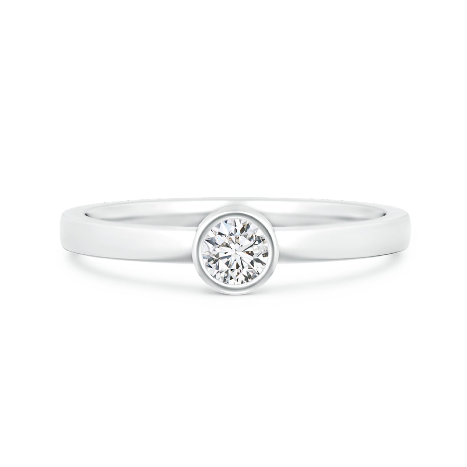 Bezel-Set Solitaire Round Lab Grown Diamond Stackable Ring - Main Image