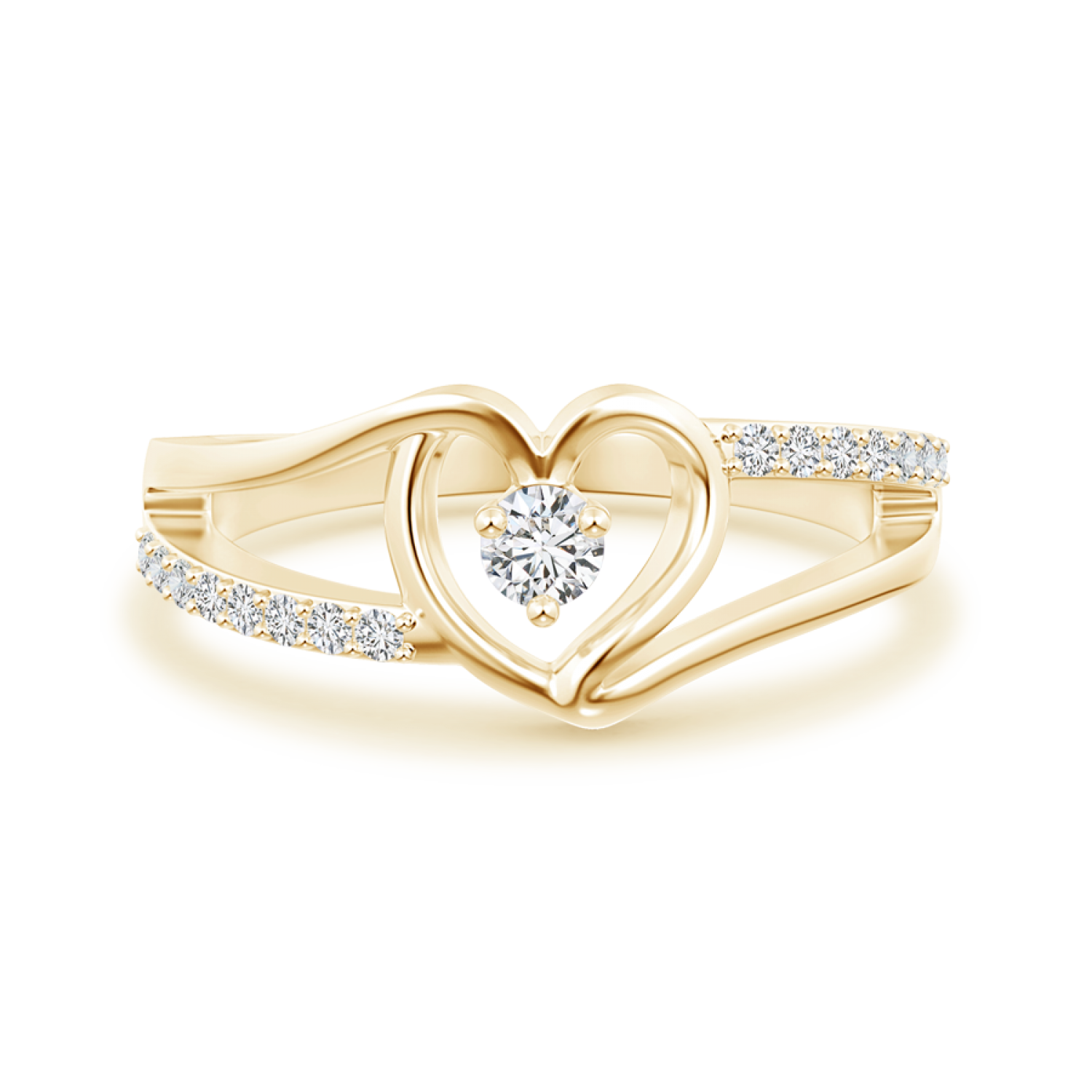Round Lab Grown Diamond Heart Split Shank Ring - Main Image