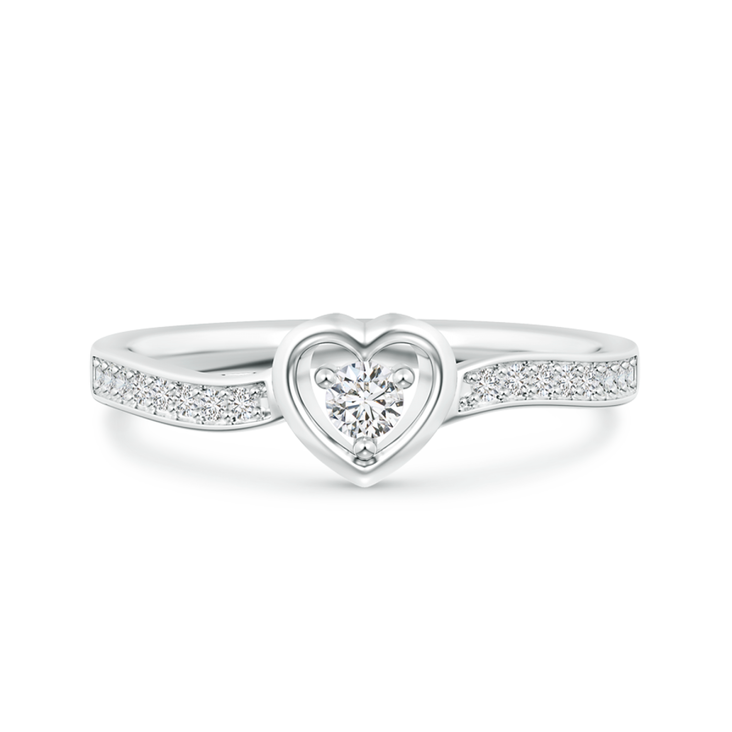 Lab Grown Diamond Open Heart Ring with Twisted Shank - Main Image