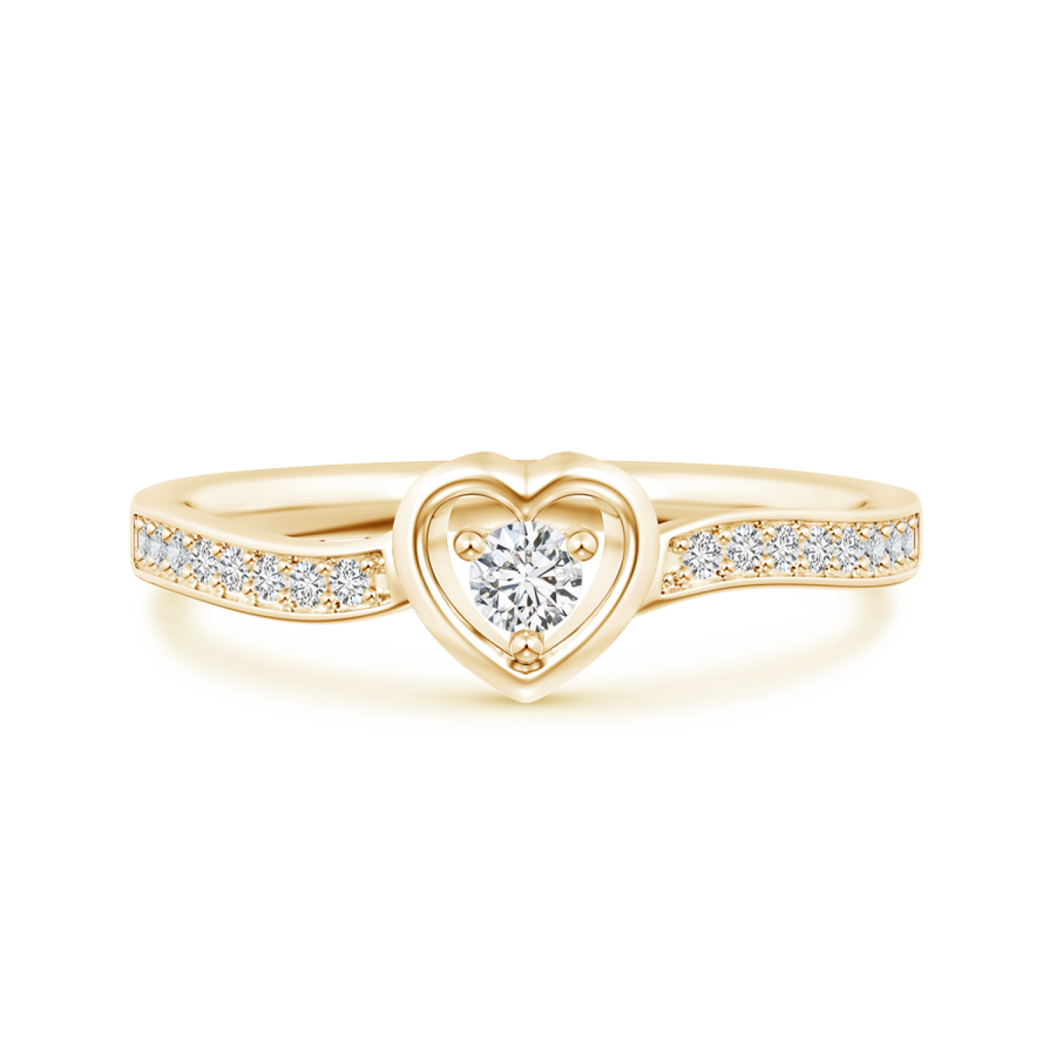 Lab Grown Diamond Open Heart Ring with Twisted Shank - Main Image
