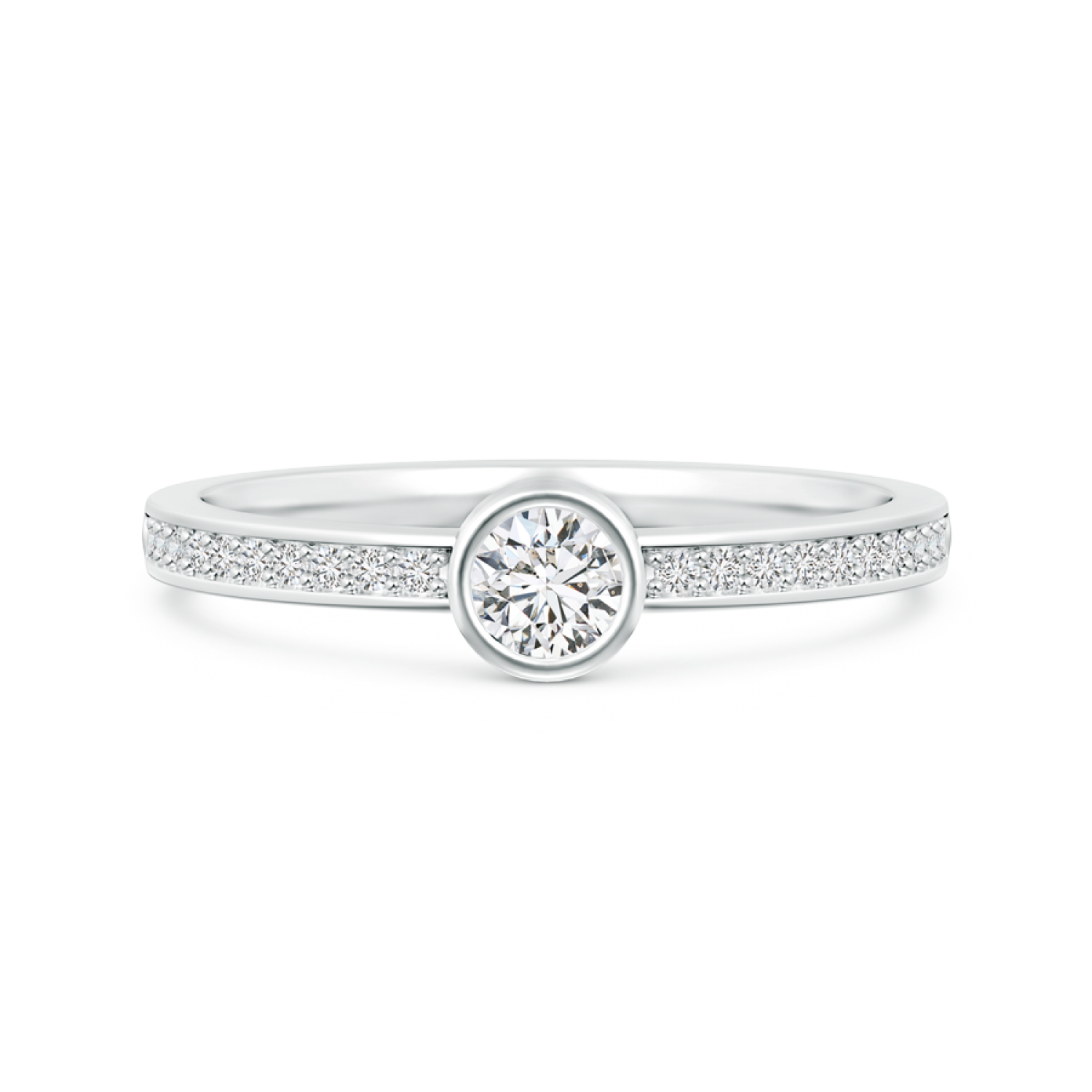Bezel-Set Round Lab Grown Diamond Stackable Ring - Main Image