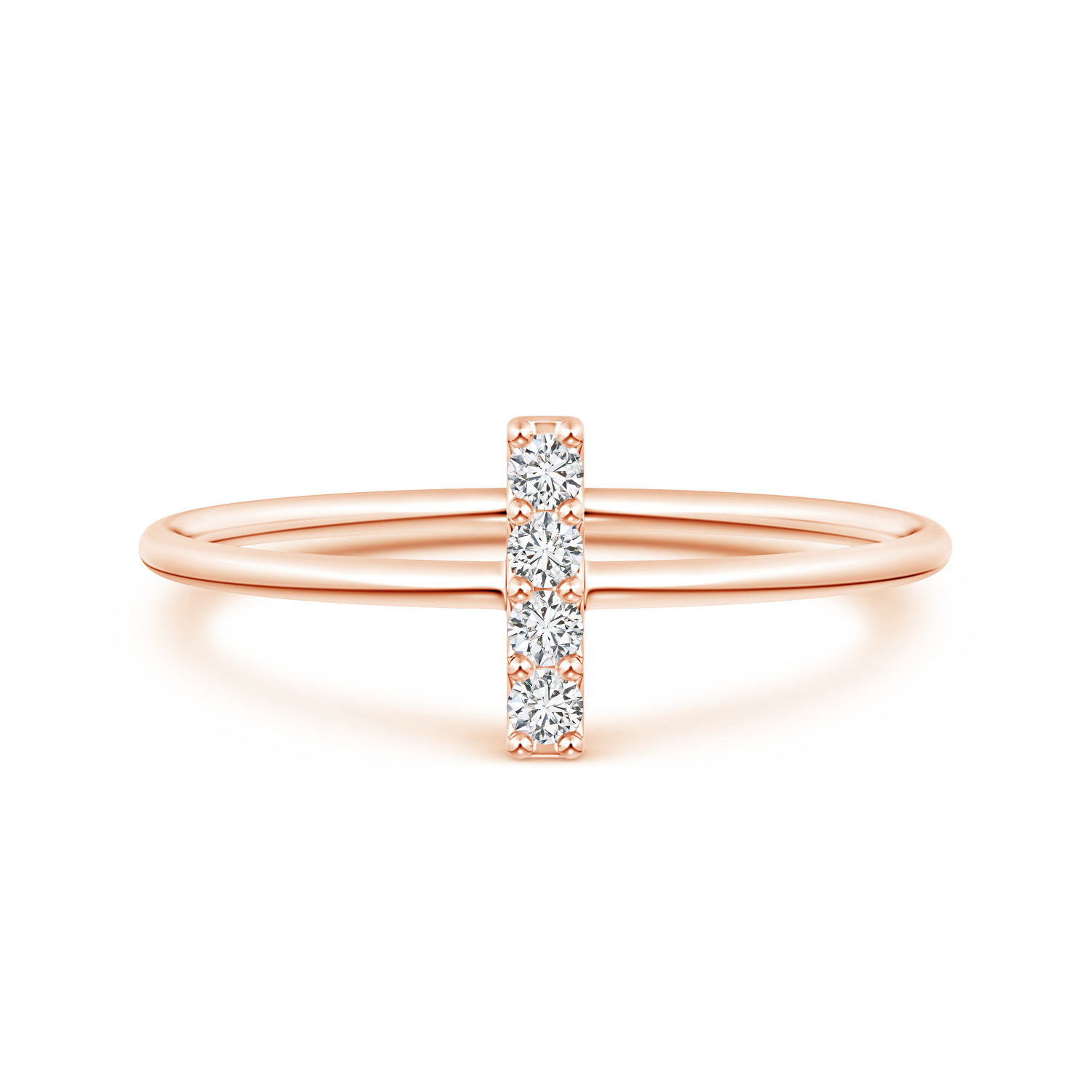 Round Lab Grown Diamond Vertical Bar Ring - Main Image