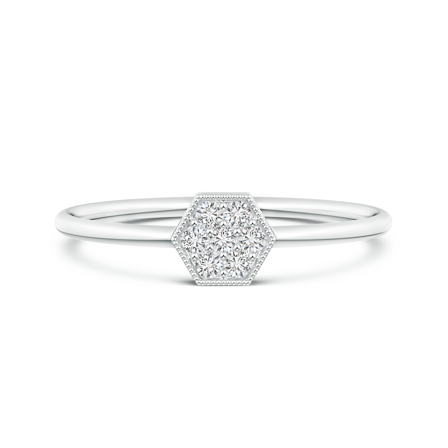 Round Lab Grown Diamond Hexagon Ring - Main Image