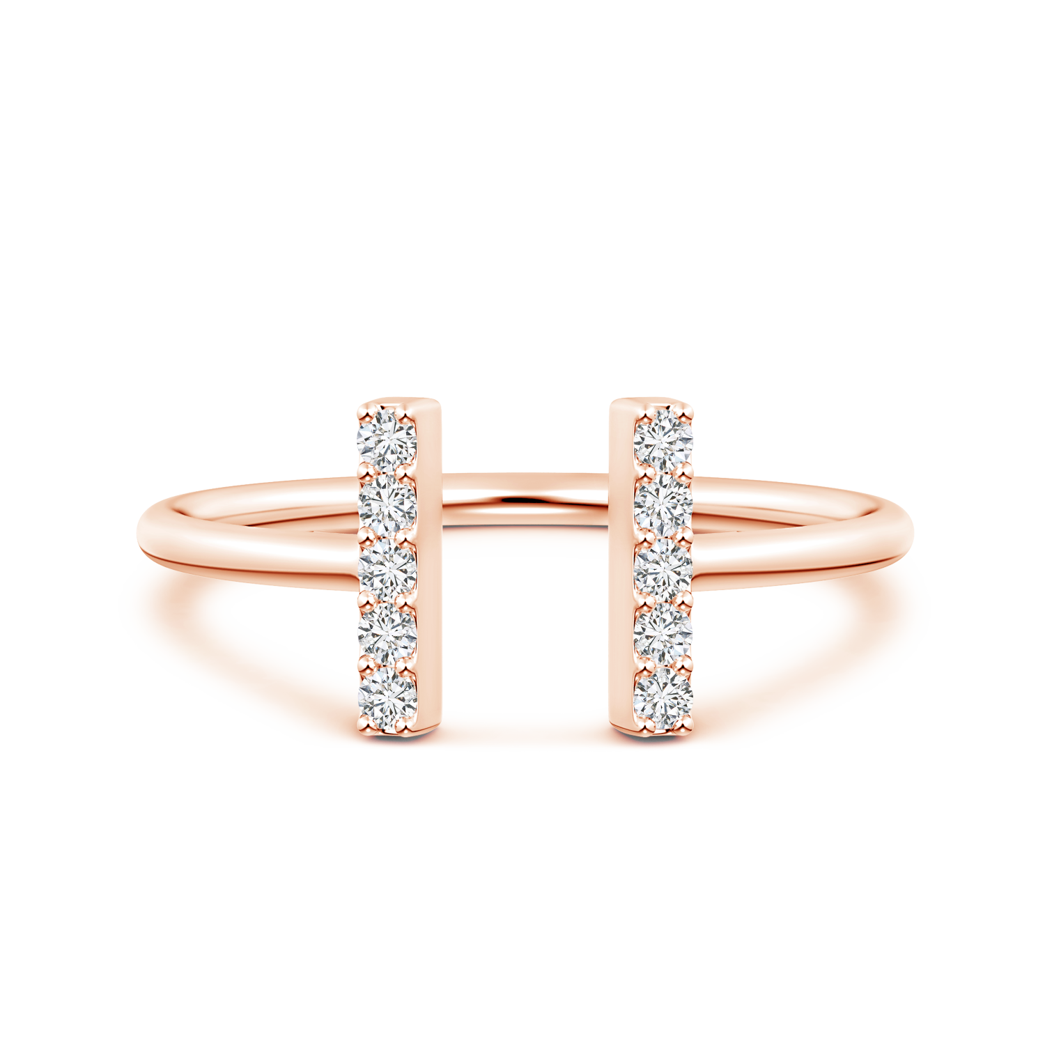 Round Lab Grown Diamond Double Bar Ring - Main Image