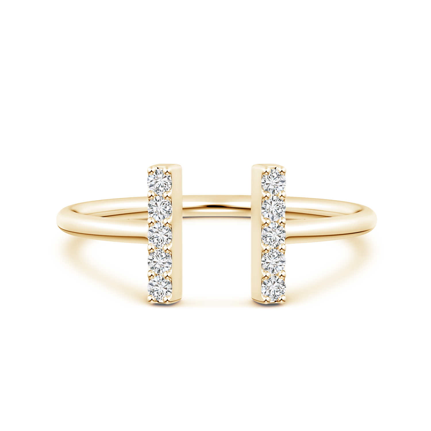 Round Lab Grown Diamond Double Bar Ring - Main Image