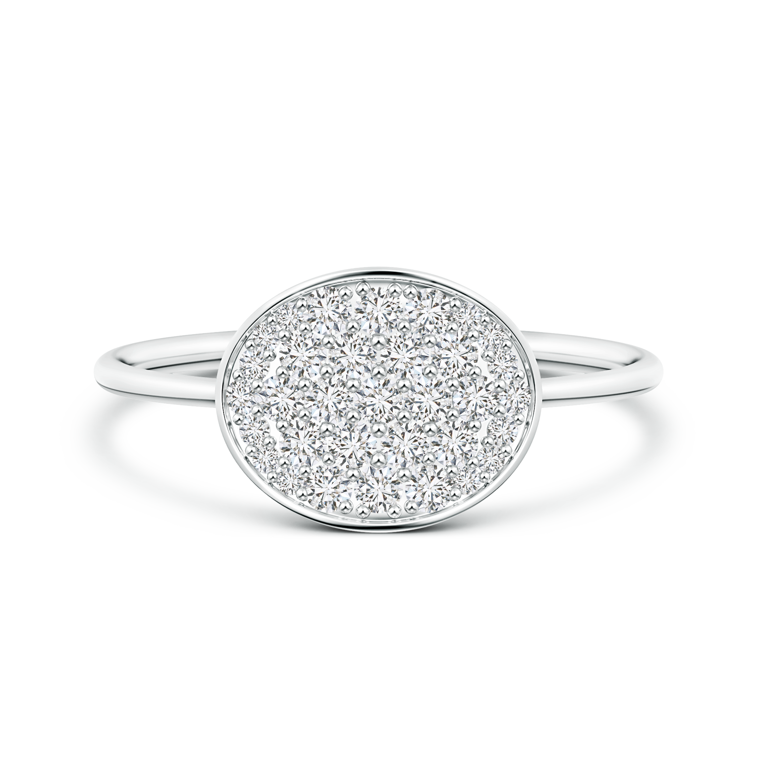 Pave-Set Lab Grown Diamond Oval Cluster Ring - Main Image