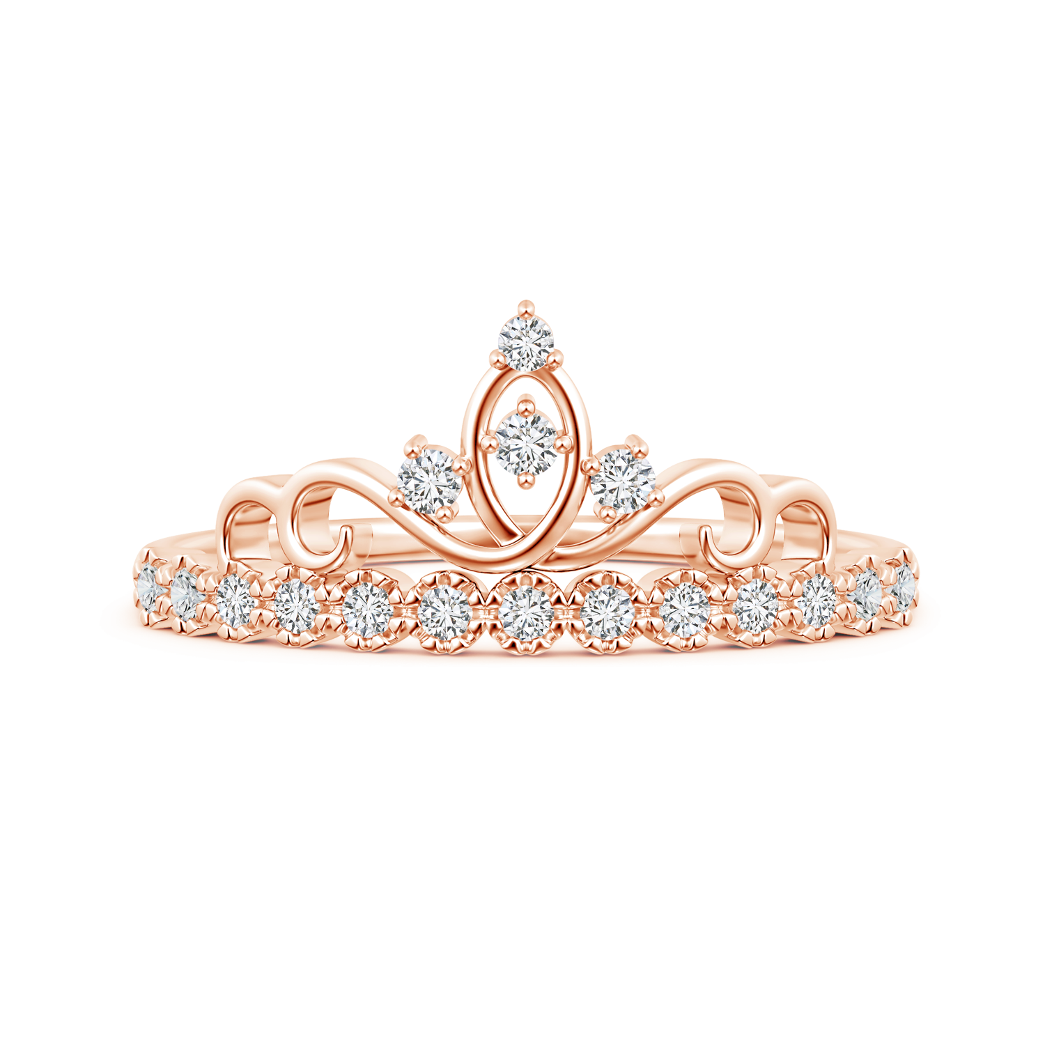 Unique Prong Set Lab Grown Diamond Crown Ring - Main Image