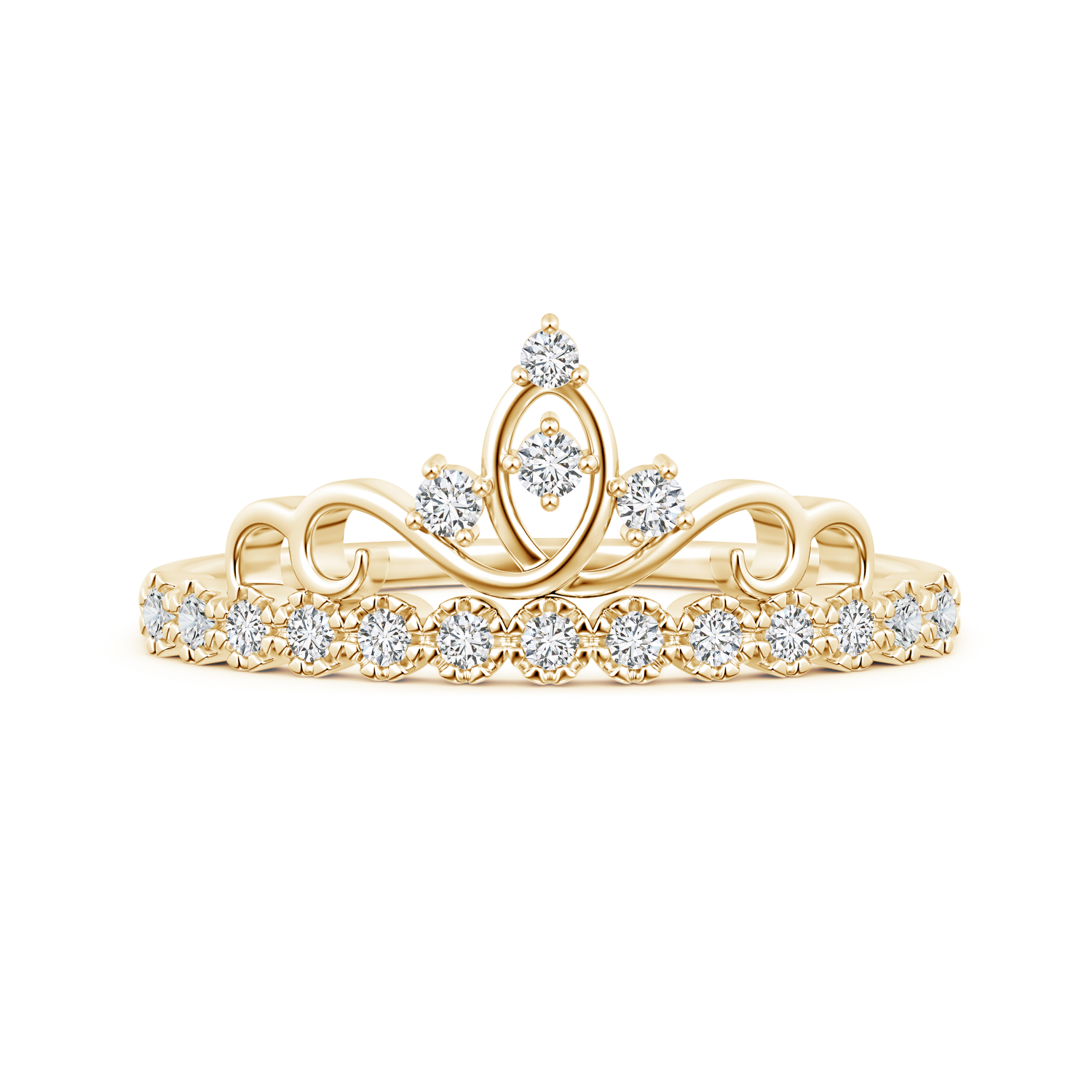 Unique Prong Set Lab Grown Diamond Crown Ring - Main Image