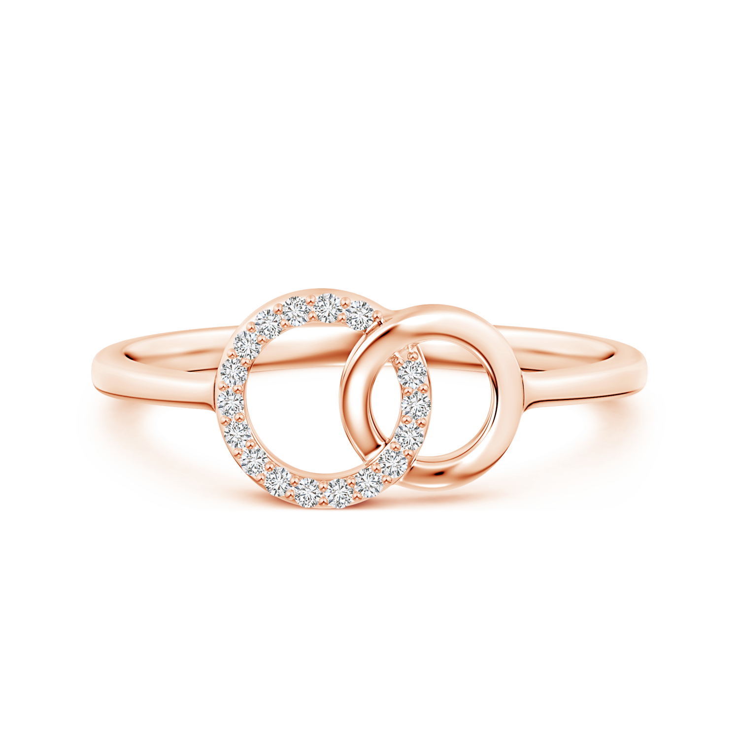 Lab Grown Diamond Double Interlocking Circle Ring - Main Image