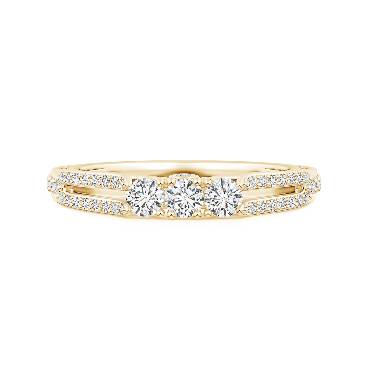 Lab Grown Diamond Three Stone Ring with Filigree - Main Image