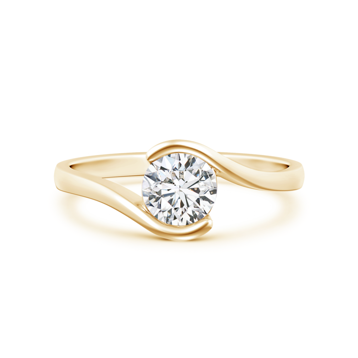 Half Bezel Solitaire Round Lab Grown Diamond Bypass Ring - Main Image