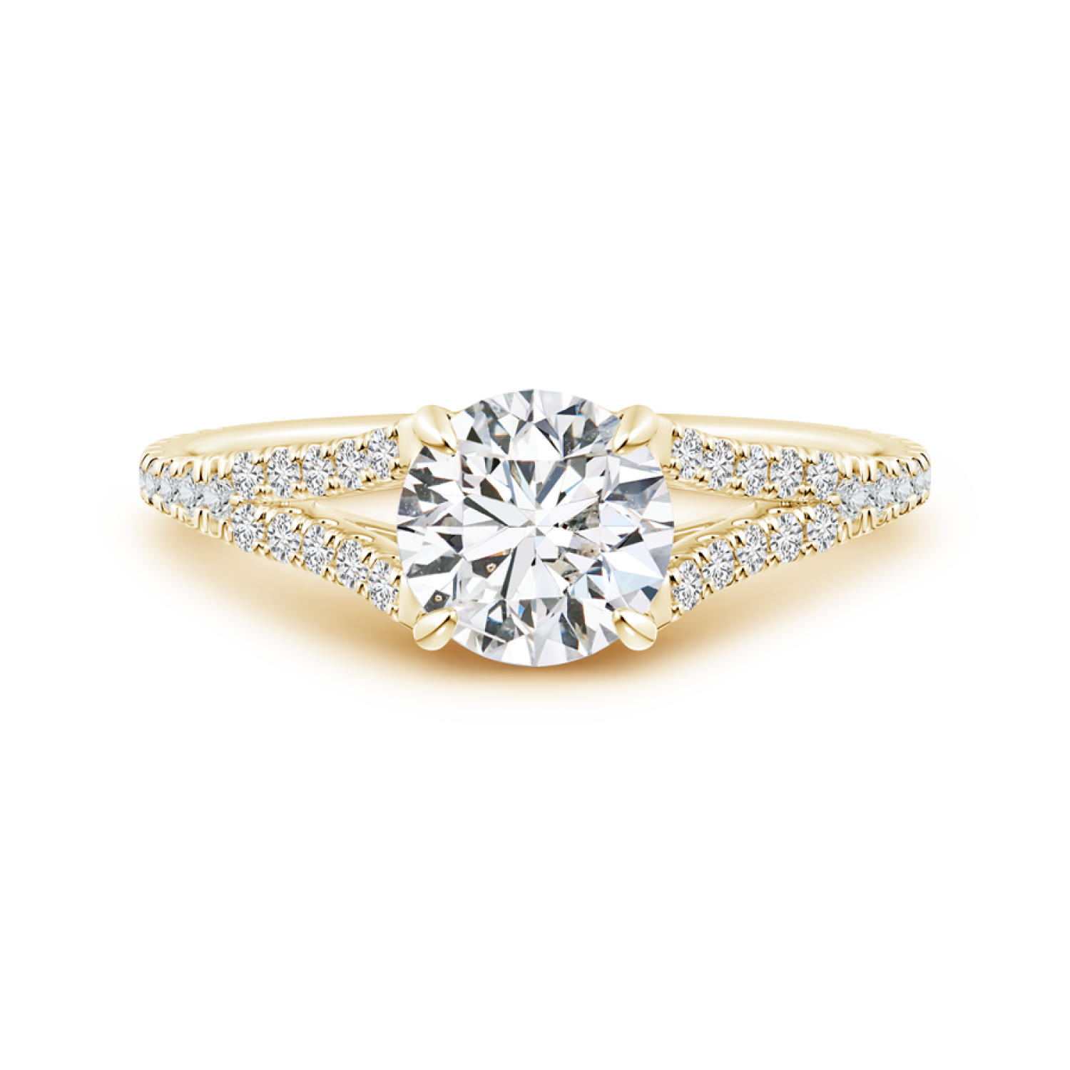 Lab Grown Diamond Split Shank Ring with Four-Prong Setting - Main Image