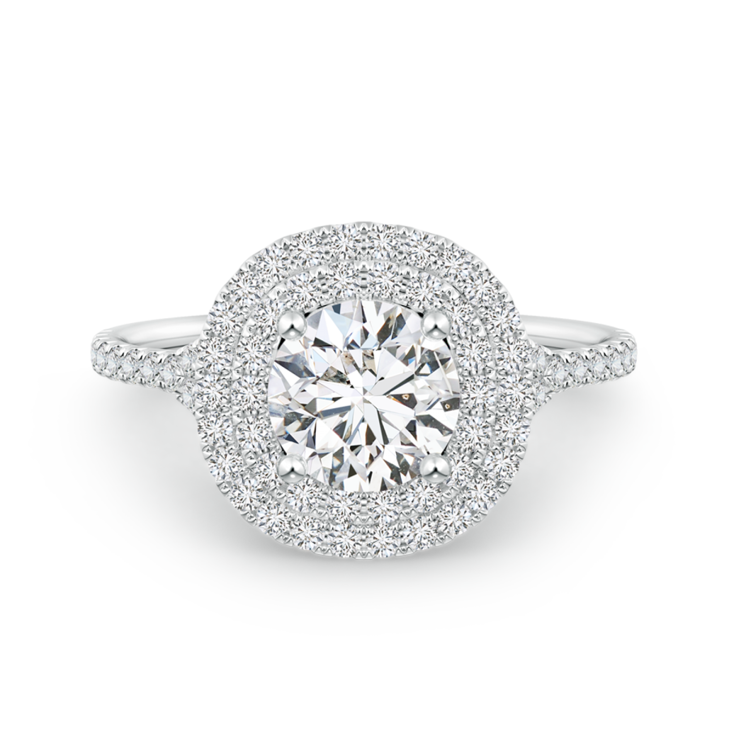 Lab Grown Diamond Cushion Double Halo Engagement Ring - Main Image