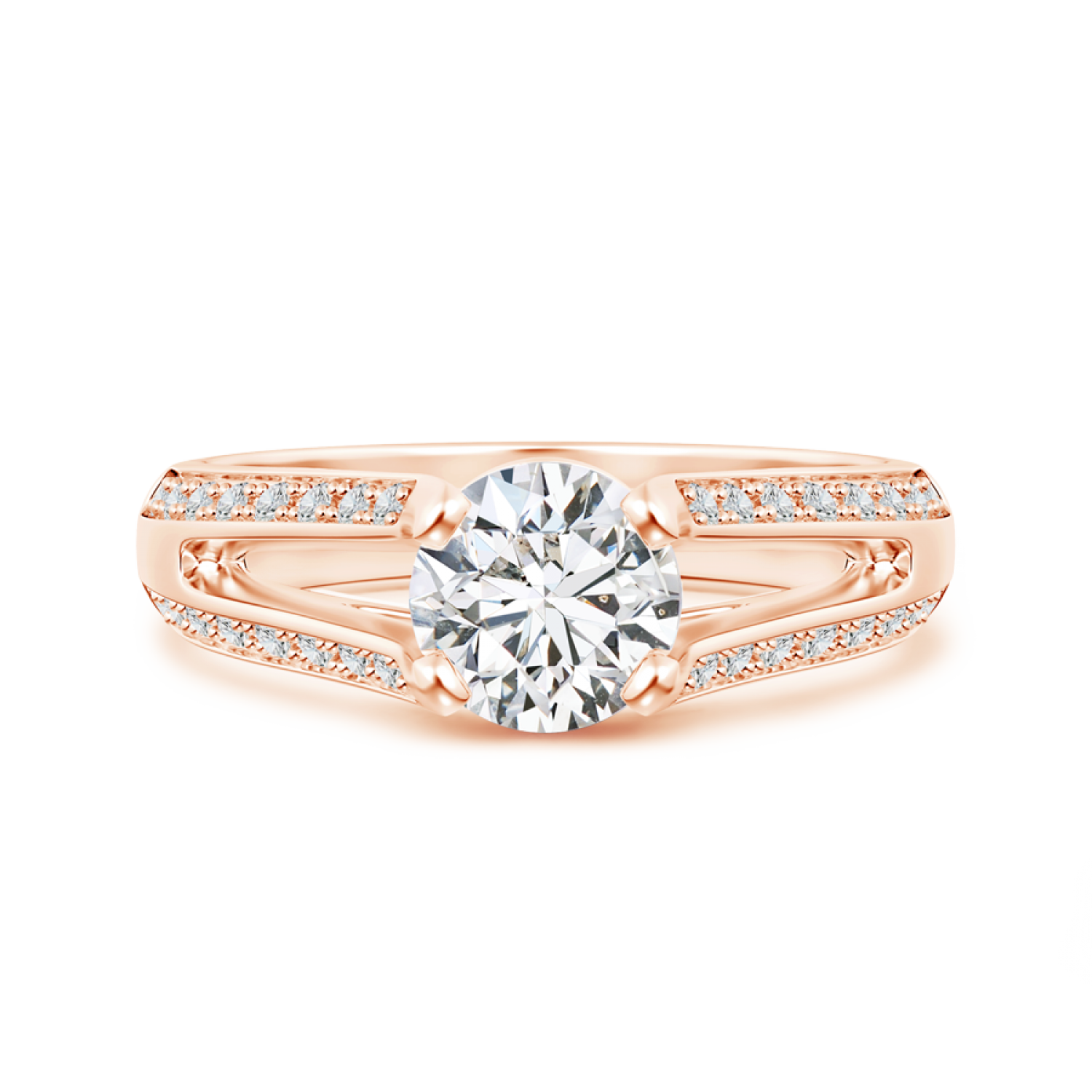 Round Lab Grown Diamond Split Shank Engagement Ring - Main Image