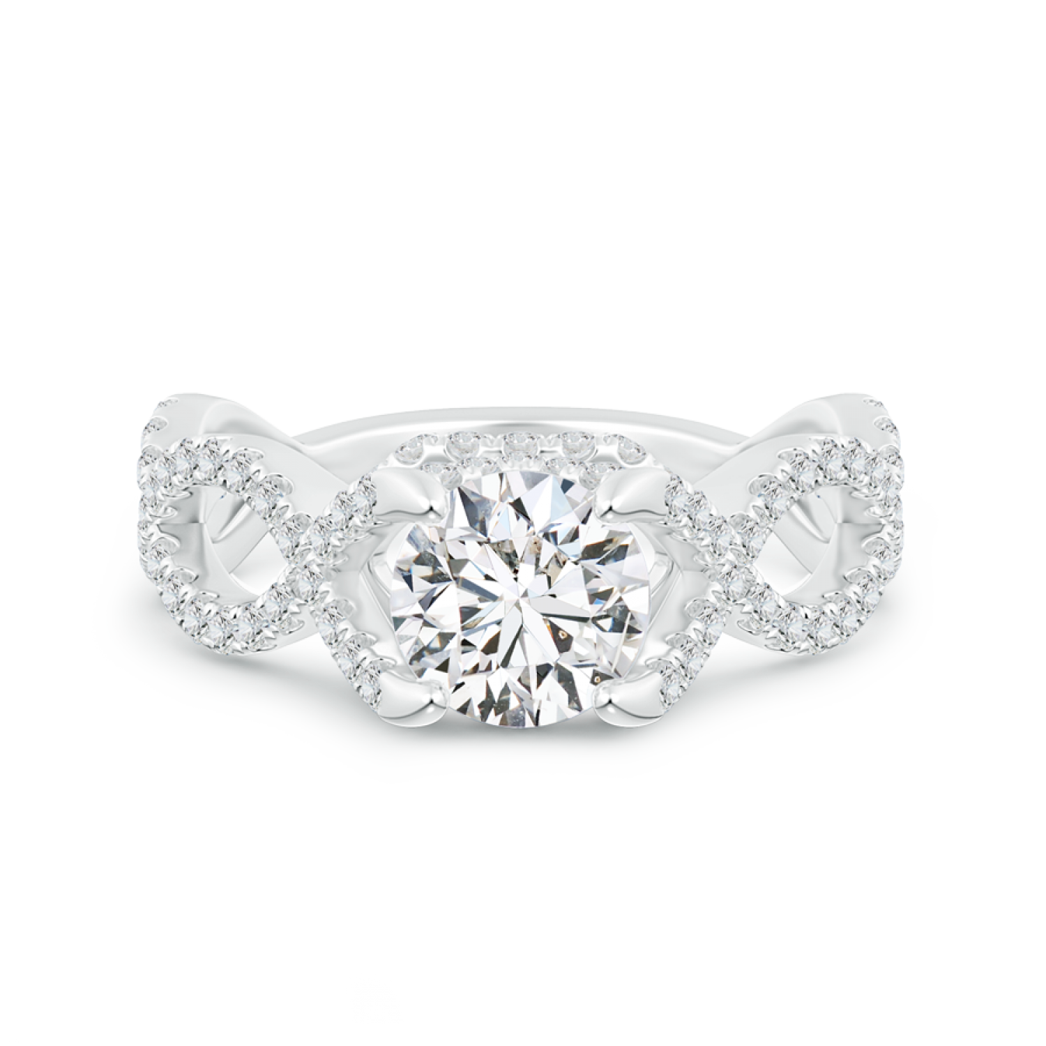 Solitaire Round Lab Grown Diamond Crossover Ring - Main Image