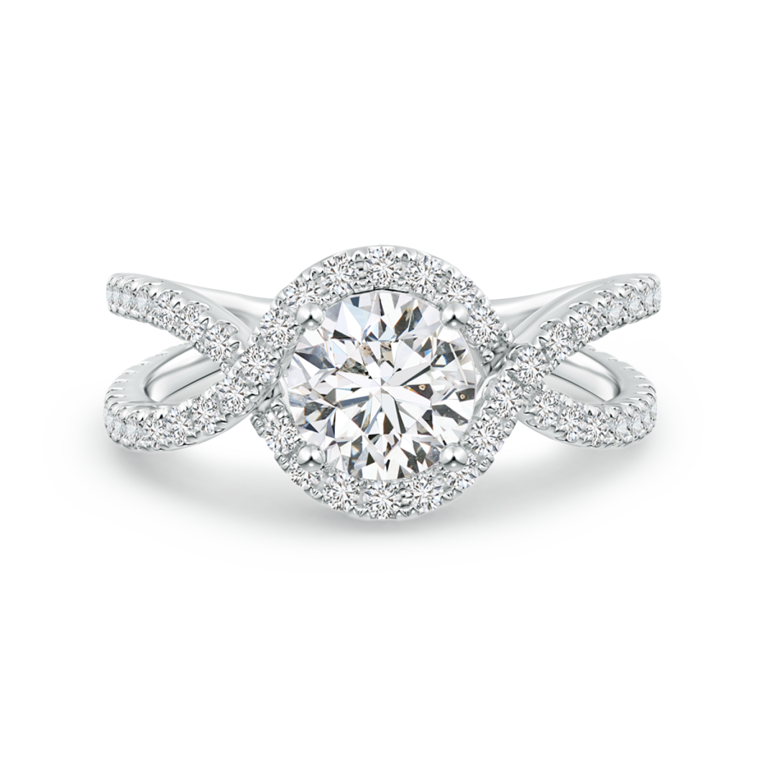 Vintage Inspired Lab Grown Diamond Split Shank Halo Ring - Main Image